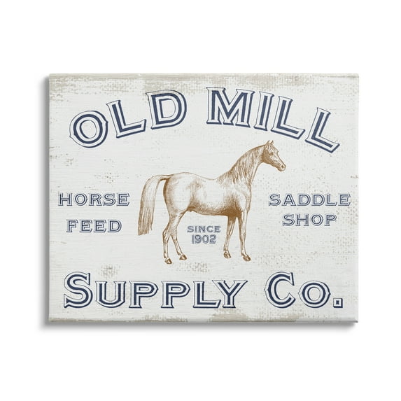 Stupell Industries Old Mill Supply Co. Vintage Horse Feed Advertisement Graphic Art Gallery-Wrapped Canvas Print Wall Art, 20x16, by Daphne Polselli