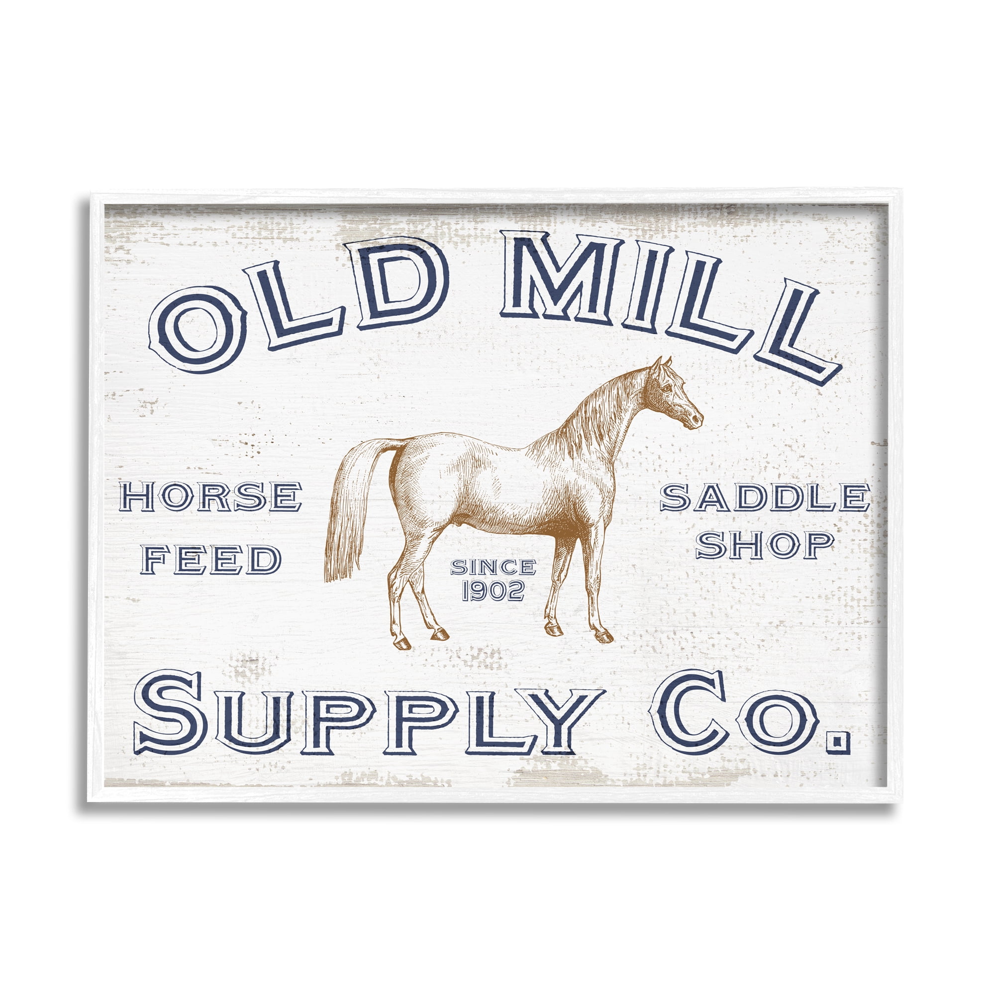 Stupell Industries Old Mill Supply Co. Vintage Horse Feed Advertisement Graphic Art White Framed Art Print Wall Art, 30x24, by Daphne Polselli