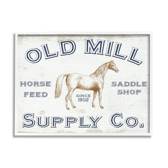 Stupell Industries Old Mill Supply Co. Vintage Horse Feed Advertisement Graphic Art White Framed Art Print Wall Art, 30x24, by Daphne Polselli