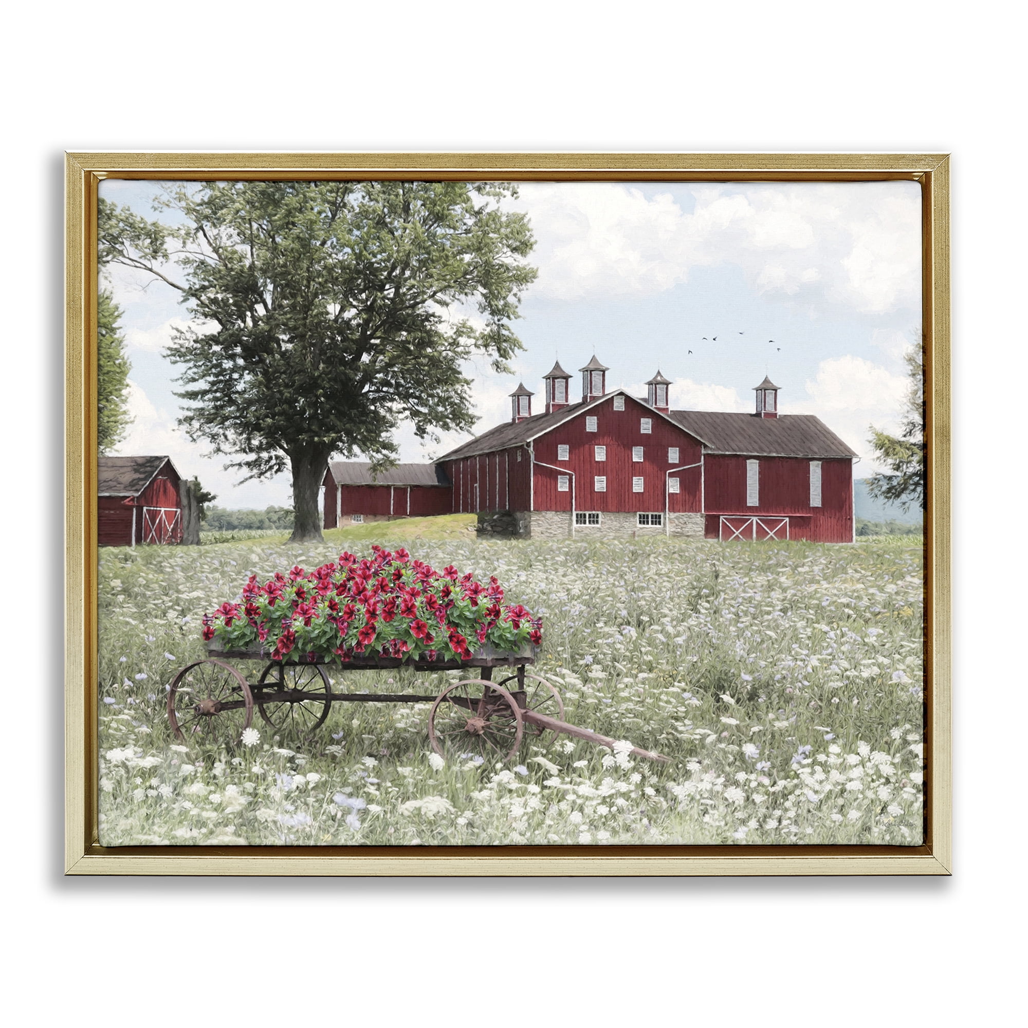 Stupell Industries Old Milton Farm Gold Framed Floater Canvas Wall Art, design by Lori Deiter