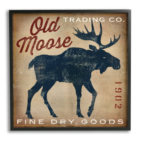 Stupell Industries Old Moose Trading Co. Graphic Art Black Framed Art Print Wall Art, Design by Ryan Fowler