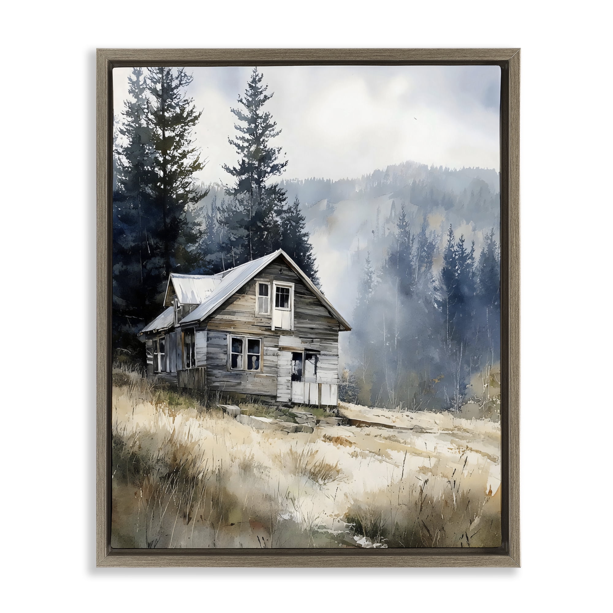 Stupell Industries Old Mountain House Brown Framed Floater Canvas Wall Art, design by Franklyn Gregory