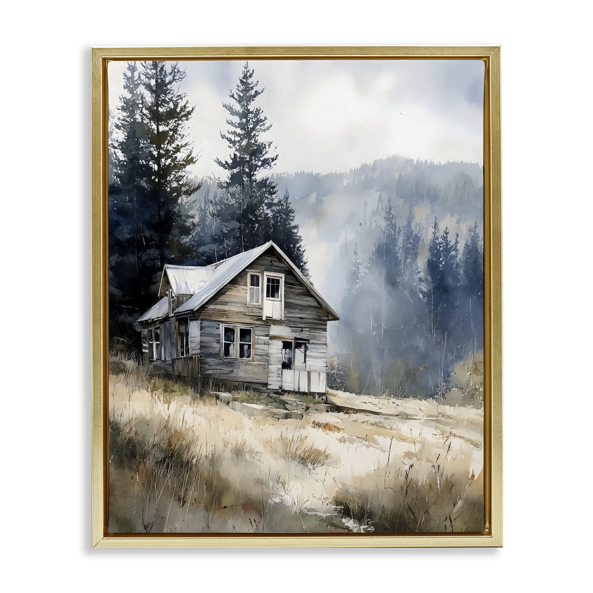Stupell Industries Old Mountain House Gold Framed Floater Canvas Wall Art, design by Franklyn Gregory