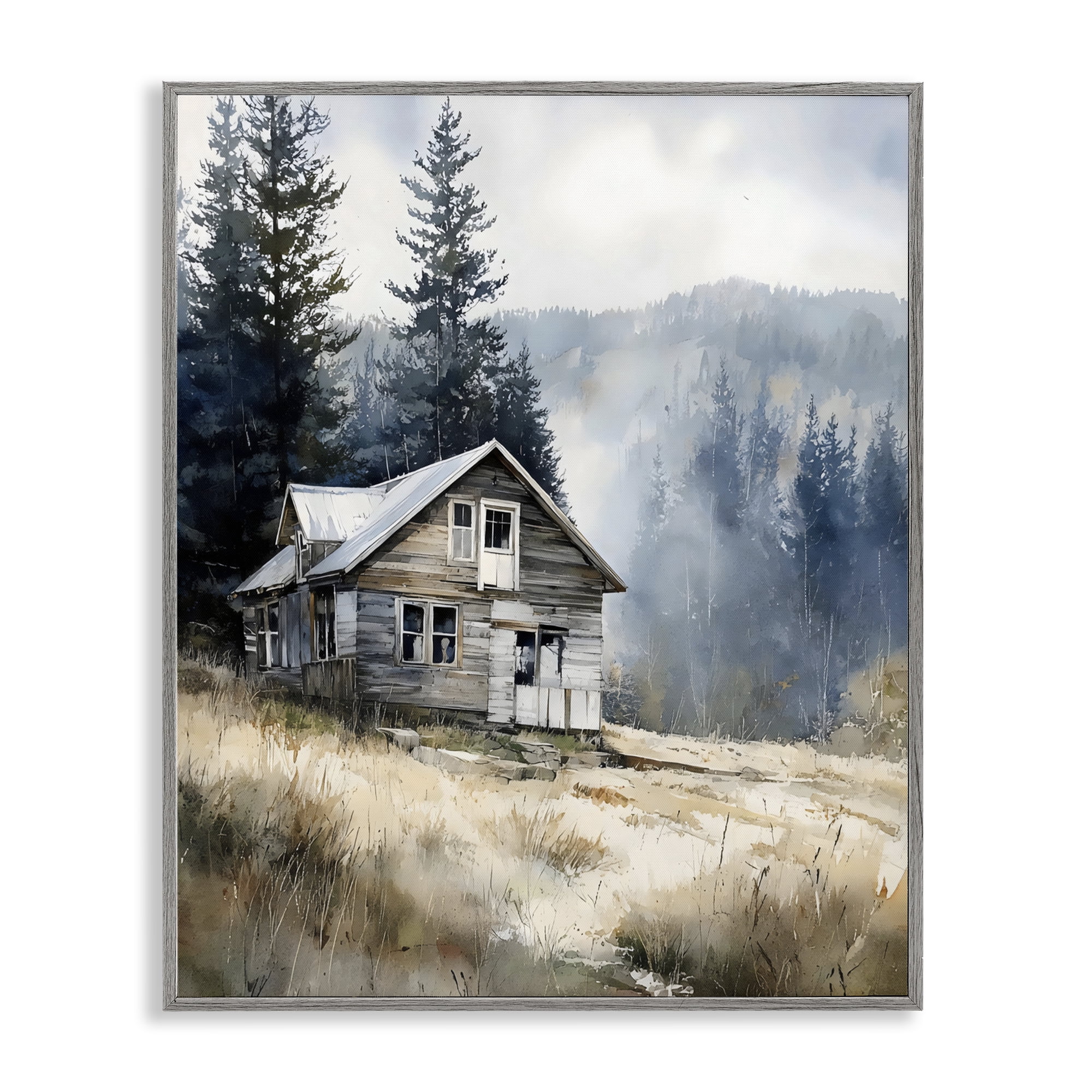Stupell Industries Old Mountain House Gray Framed Giclee Art, design by Franklyn Gregory