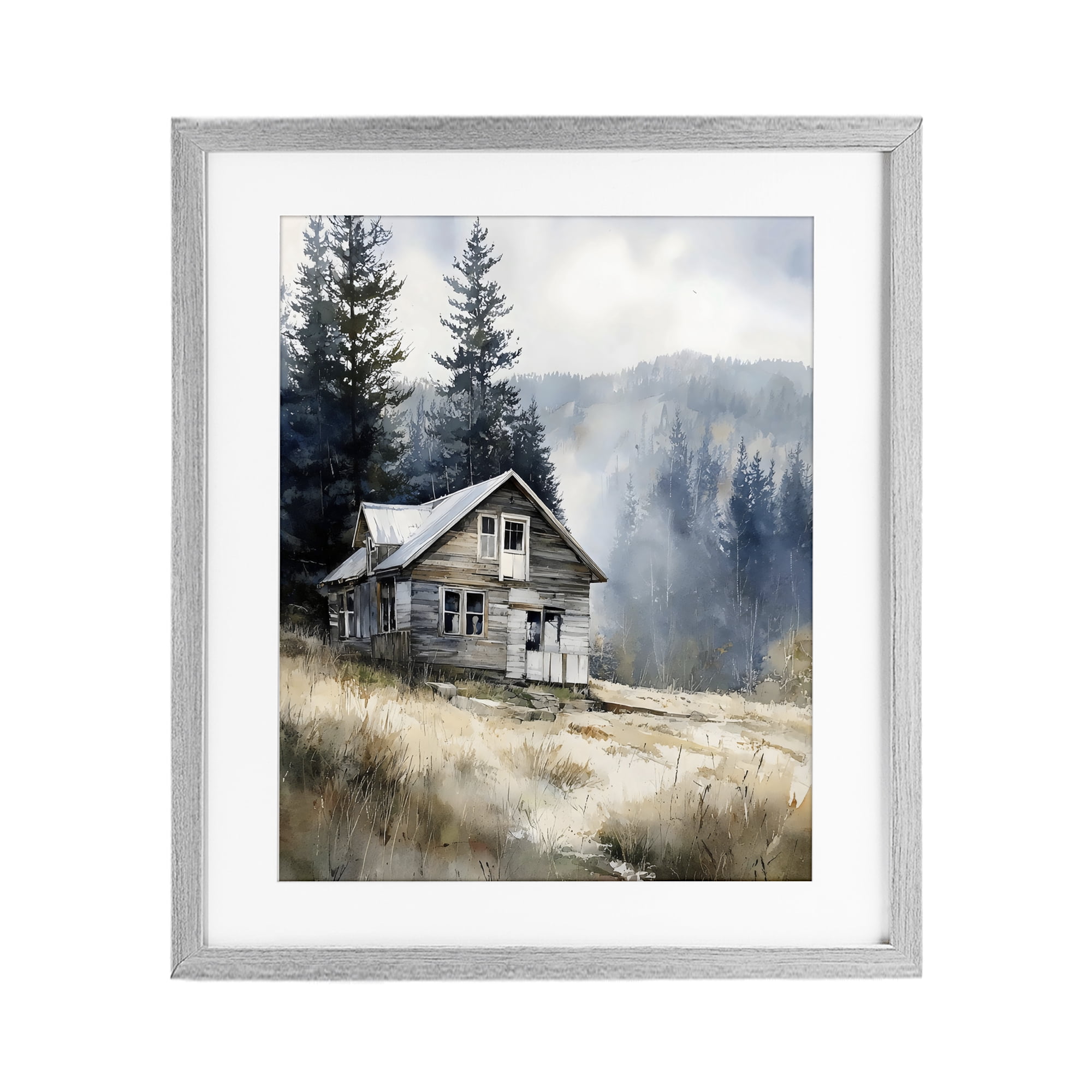 Stupell Industries Old Mountain House Gray Framed Print Under Glass, design by Franklyn Gregory
