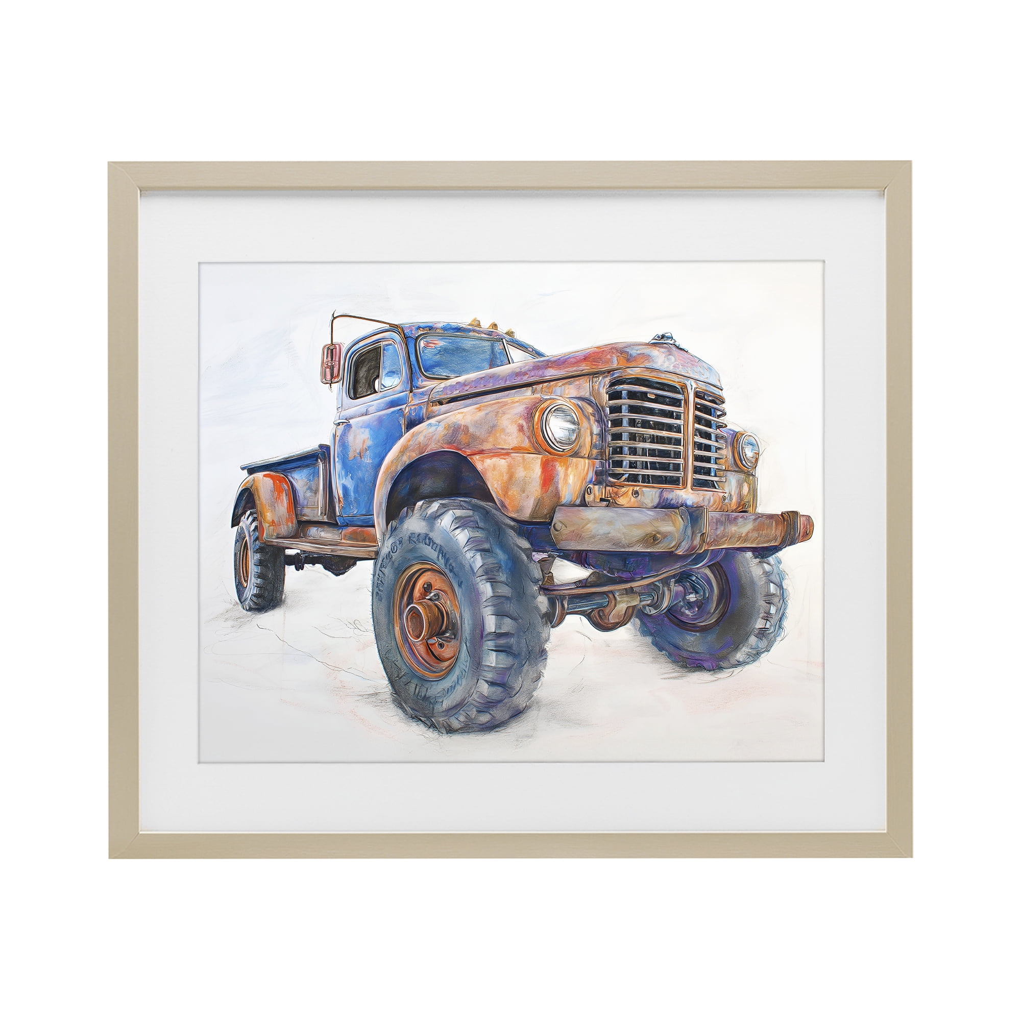 Stupell Industries Old Rustic Truck Illustration Birch Framed Print Under Glass, design by Steve Hunziker