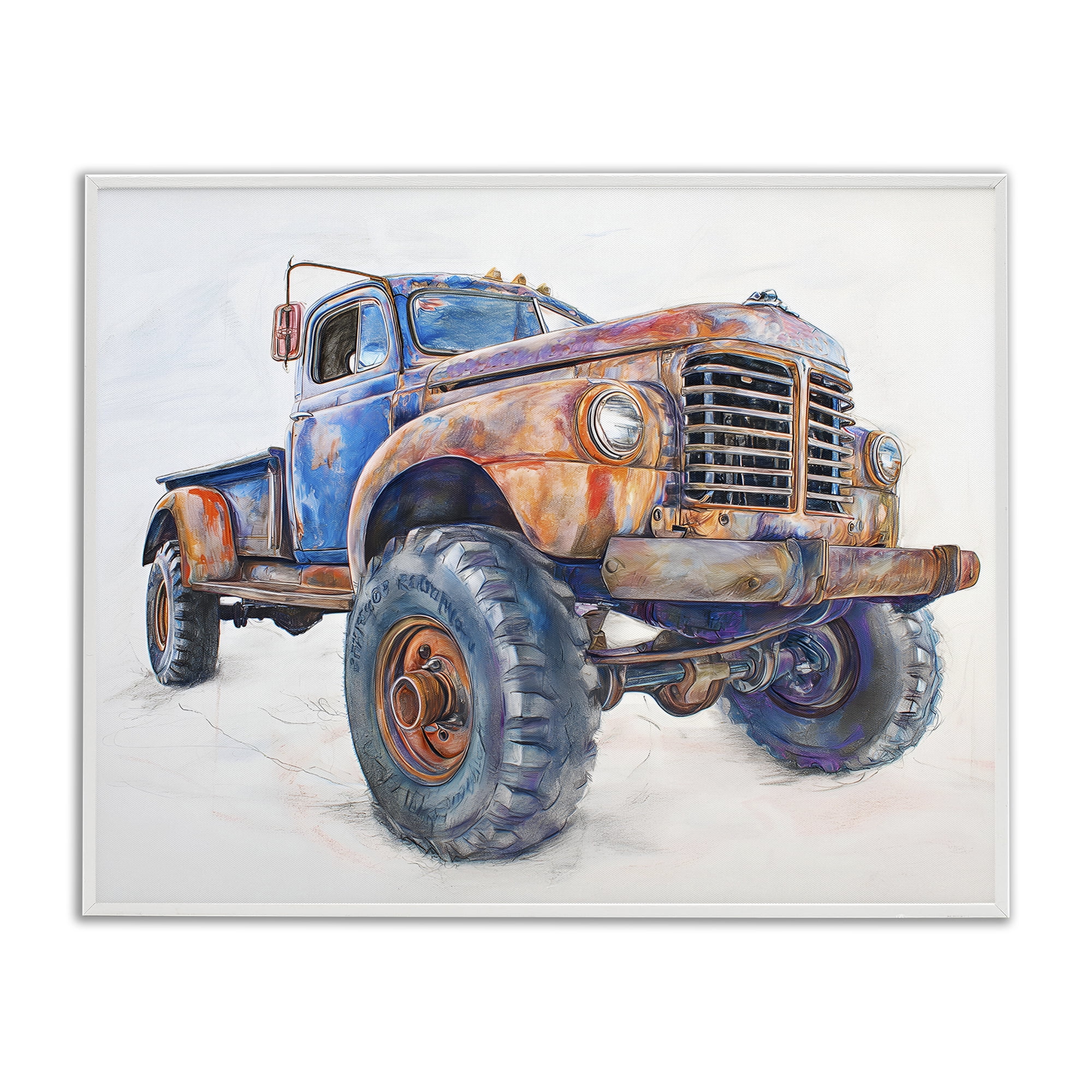 Stupell Industries Old Rustic Truck Illustration White Framed Giclee Art, design by Steve Hunziker