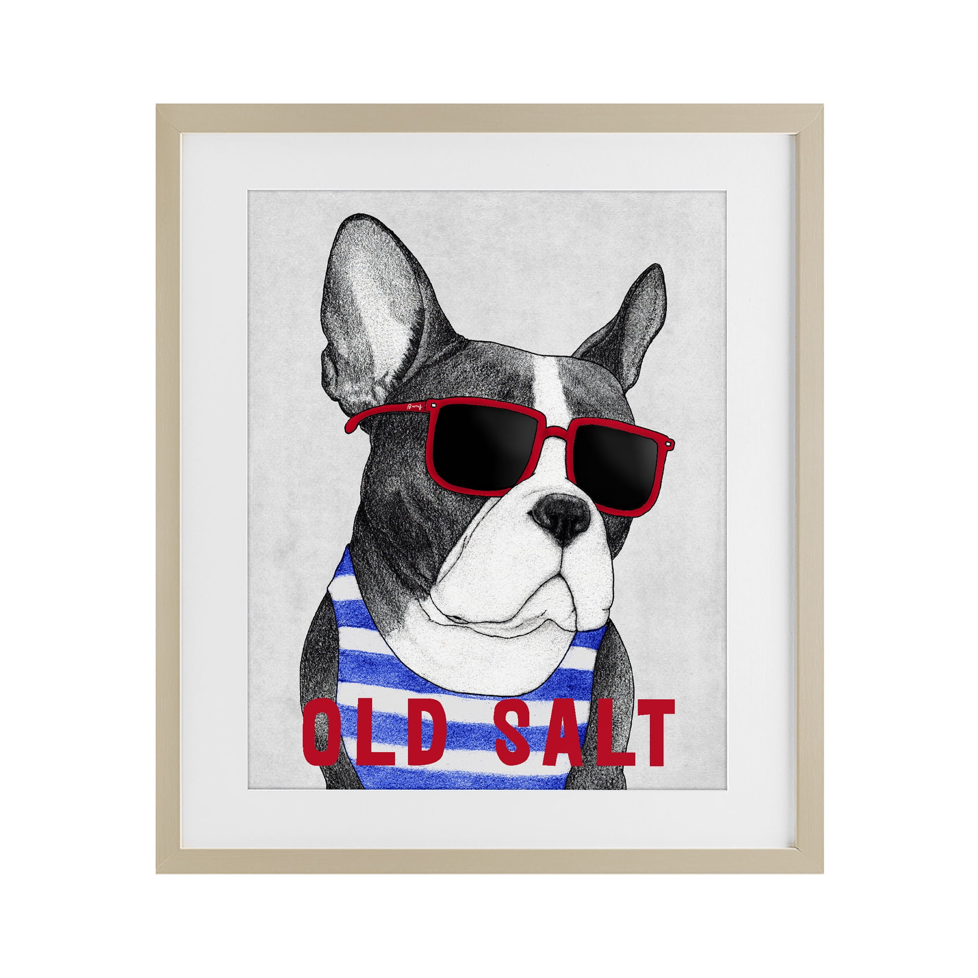 Stupell Industries Old Salt Summer Frenchie Birch Framed Print Under Glass, design by Barruff