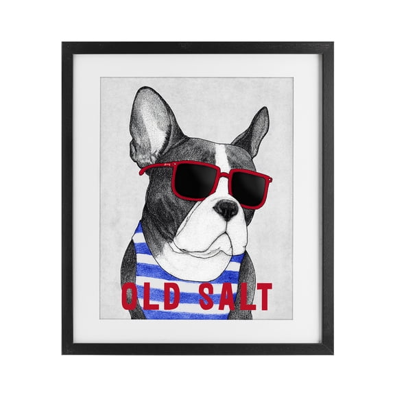 Stupell Industries Old Salt Summer Frenchie Black Framed Print Under Glass, design by Barruff