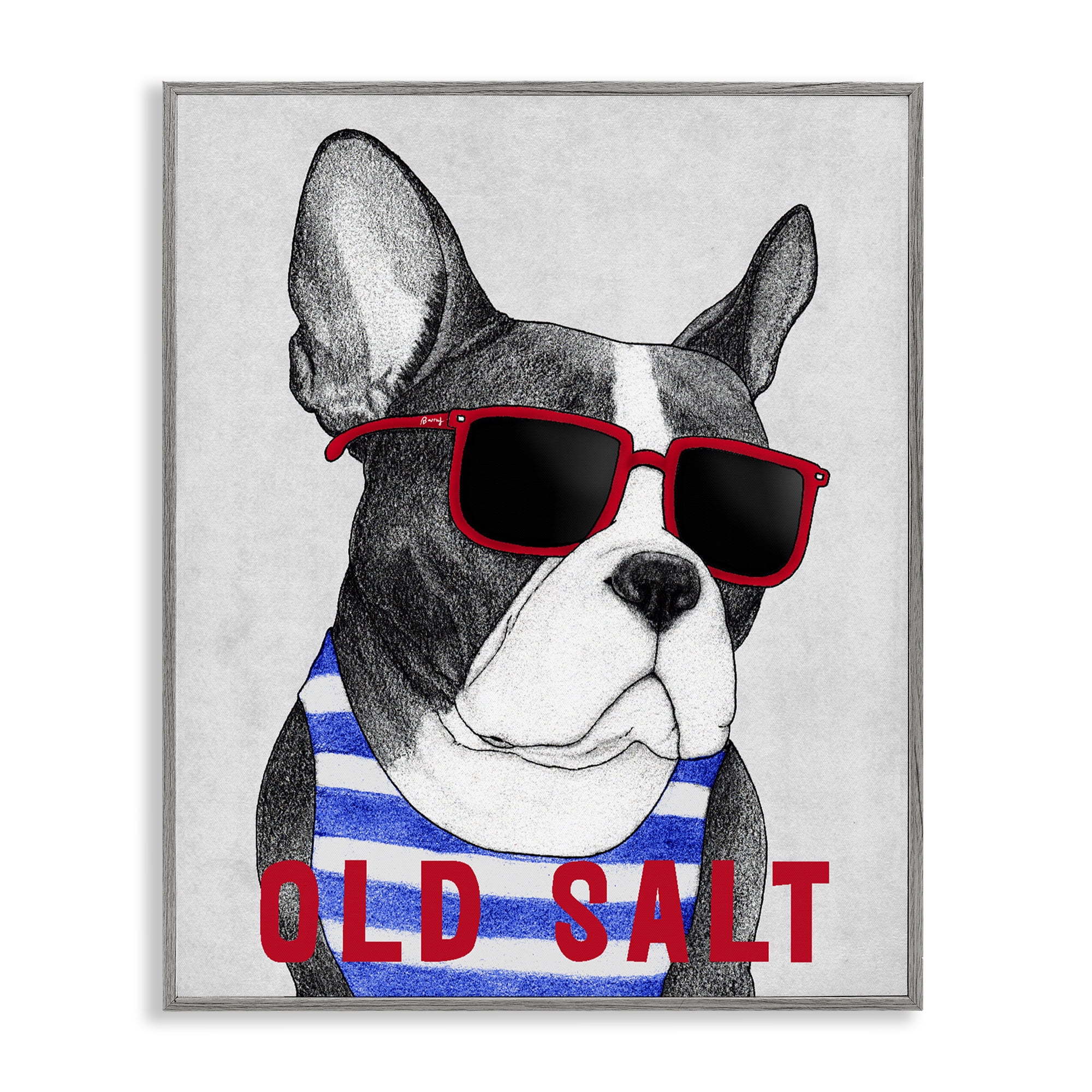 Stupell Industries Old Salt Summer Frenchie Gray Framed Giclee Art, design by Barruff