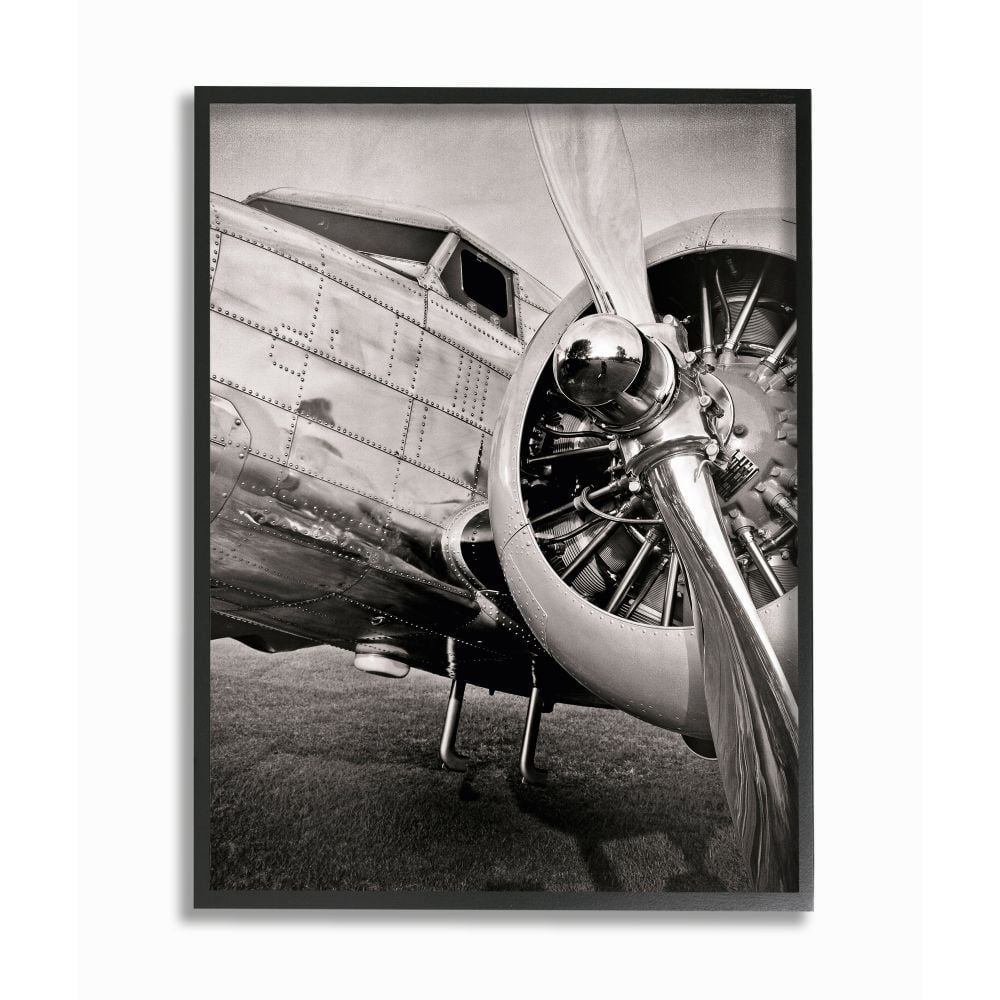 Stupell Industries Old School Vintage Airplane Propeller Black And White Photograph Framed Wall Art by John Slemp