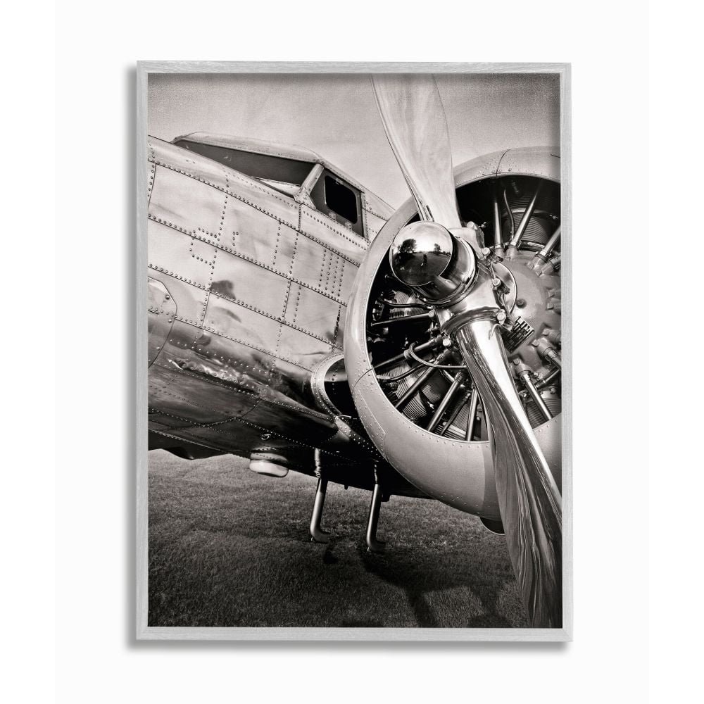 Stupell Industries Old School Vintage Airplane Propeller Black And White Photograph Framed Wall Art by John Slemp