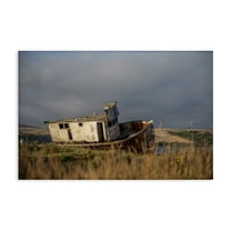 Stupell Industries Old Shipwreck on Beach Landscape & Nature Photography Wrapped Canvas Art Print Wall Art, 24 x 16