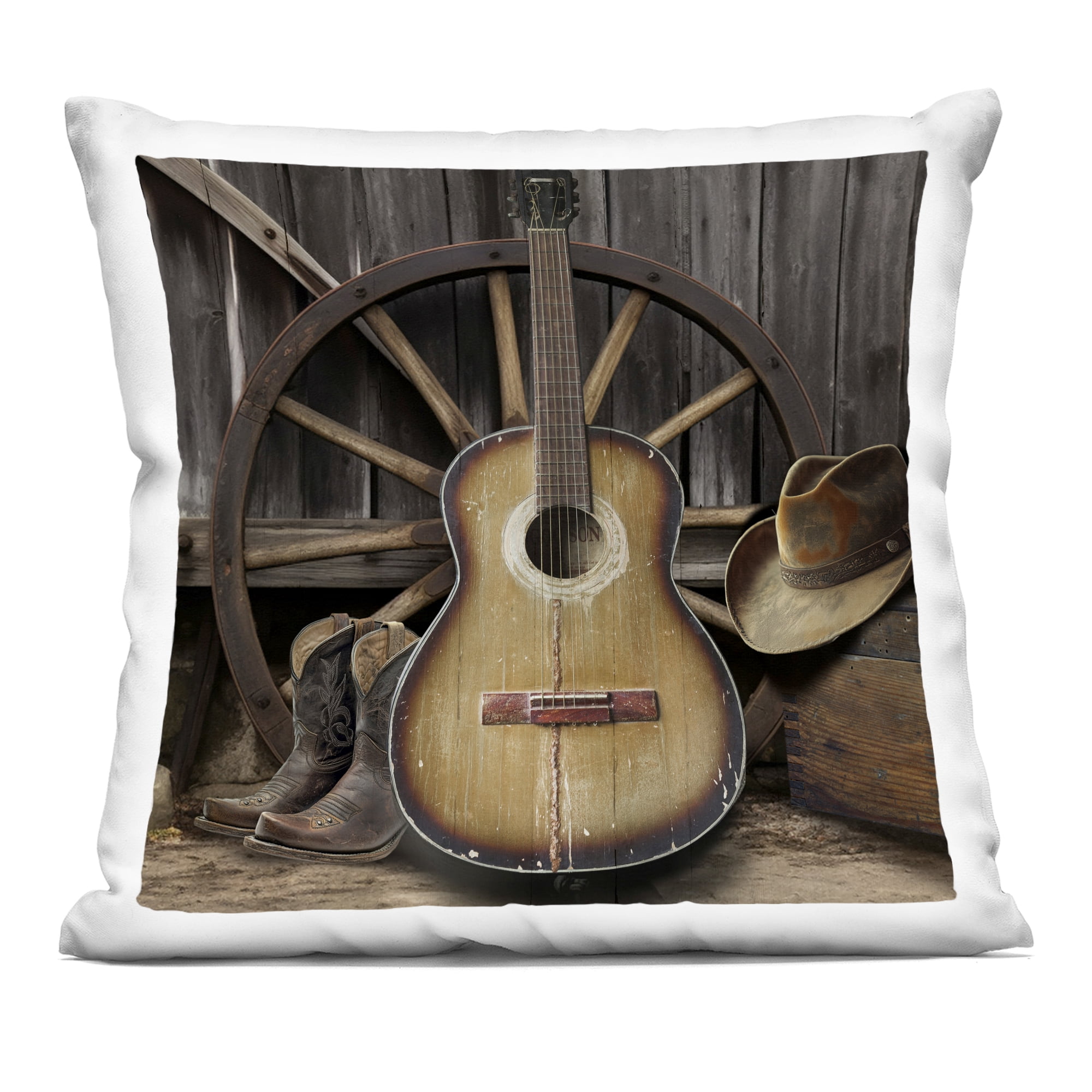Stupell Industries Old Songs Rustic Guitar Decorative Printed Throw Pillow, design by CAD Designs