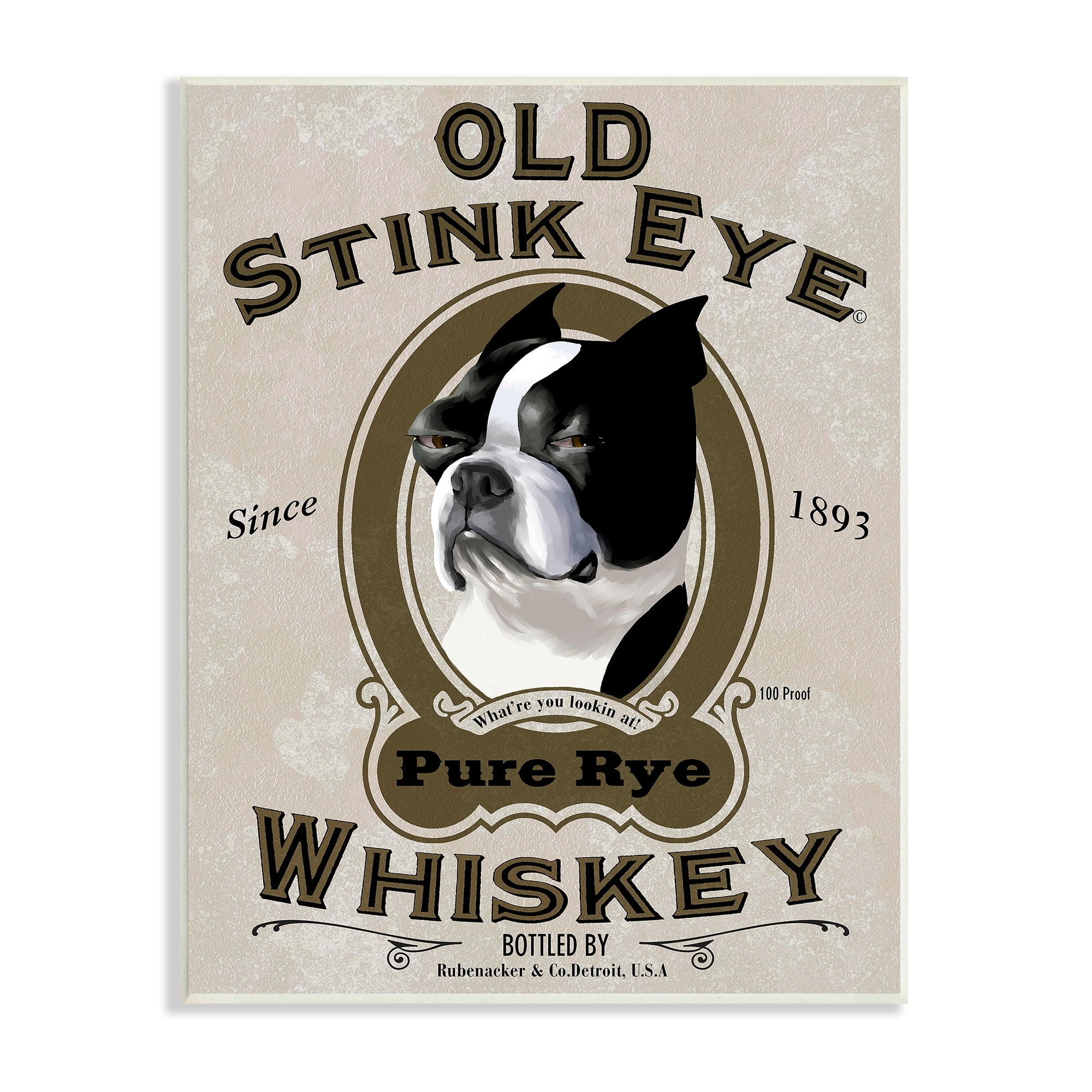 Stupell Industries Old Stink Eye Whiskey Vintage Pet Dog Advertisement, 13 x 19, Design by Brian Rubenacker
