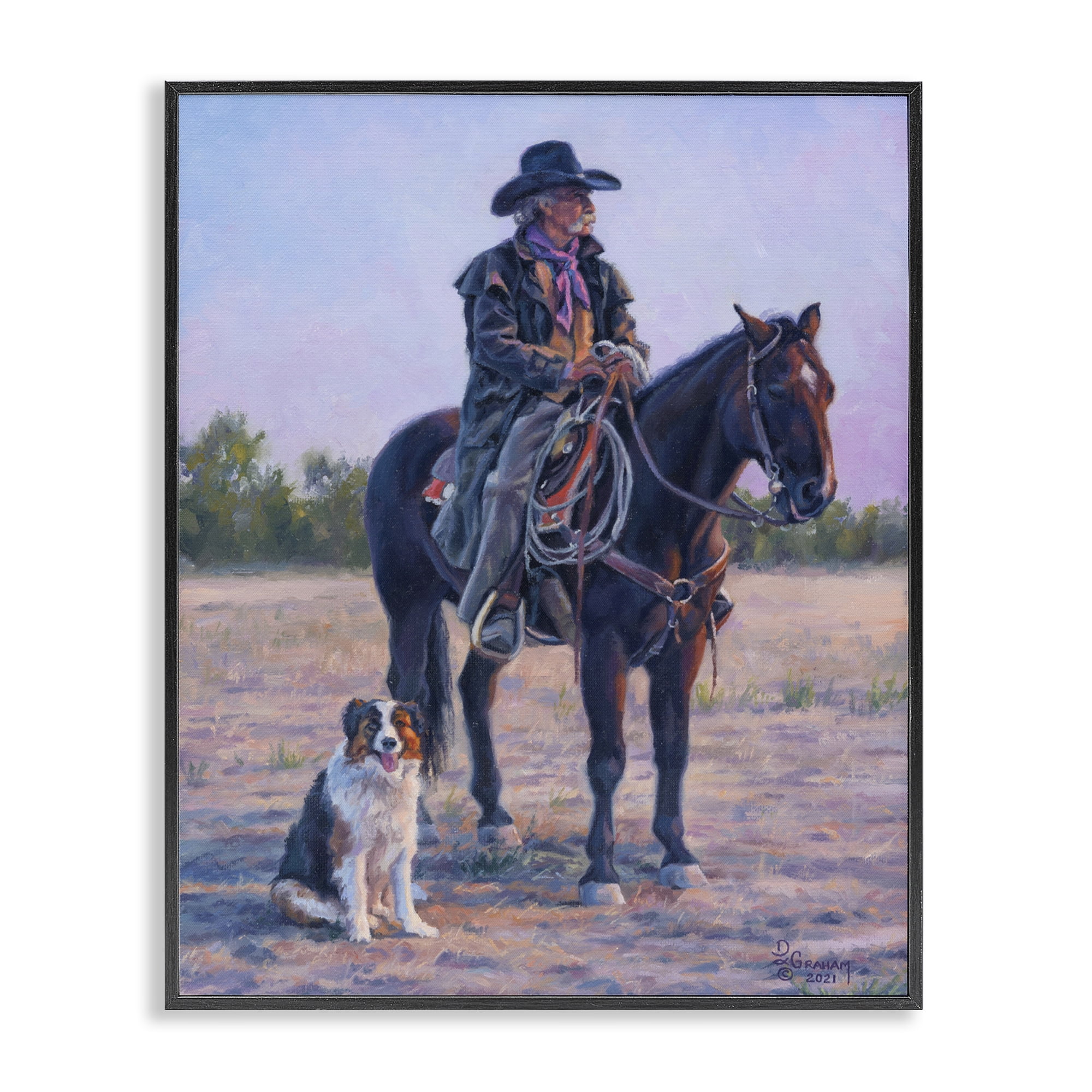 Stupell Industries Old Timers Cowboy Animals & Insects Painting Black Framed Art Print Wall Art, 16 x 20