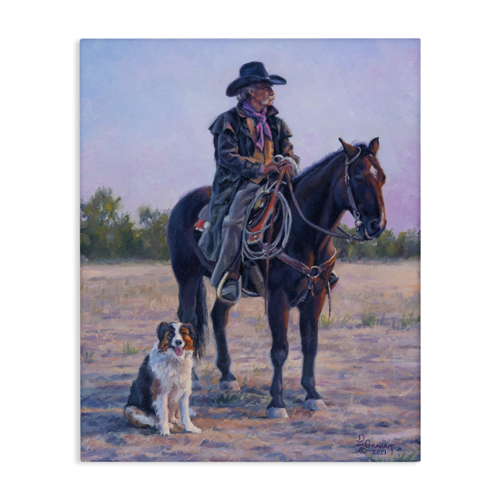 Stupell Industries Old Timers Cowboy Animals & Insects Painting Gallery Wrapped Canvas Art Print Wall Art, 24 x 30