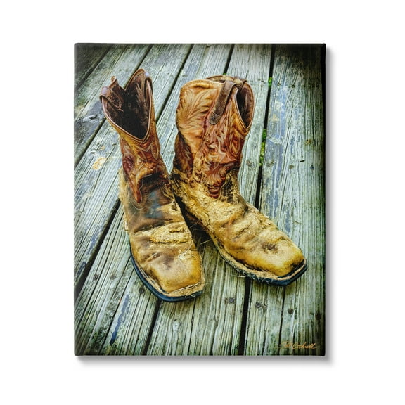 Stupell Industries Old Work Boots Photography Beauty & Fashion Photography Gallery Wrapped Canvas Print Wall Art, 16 x 20