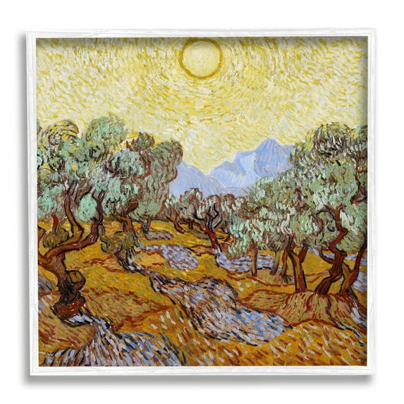 Stupell Industries Olijfbomen Olive Branches Vincent van Gogh Classic Painting Painting White Framed Art Print Wall Art, Design by one1000paintings