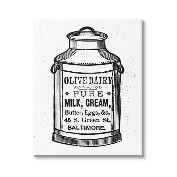Stupell Industries Olive Dairy Vintage Milk Can Graphic Art Gallery Wrapped Canvas Print Wall Art, Design by Lil' Rue