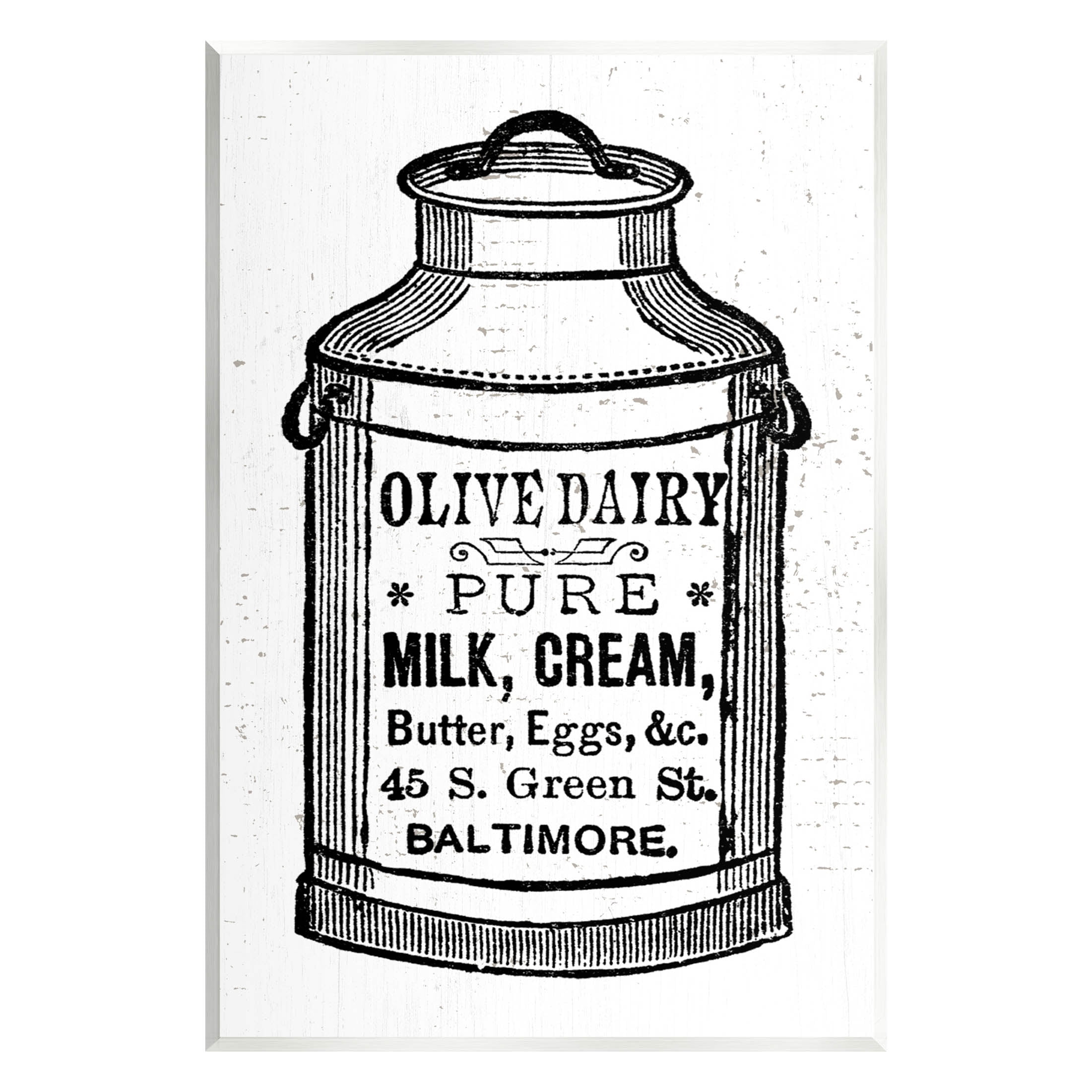 Stupell Industries Olive Dairy Vintage Milk Can Graphic Art Unframed Art Print Wall Art, Design by Lil' Rue