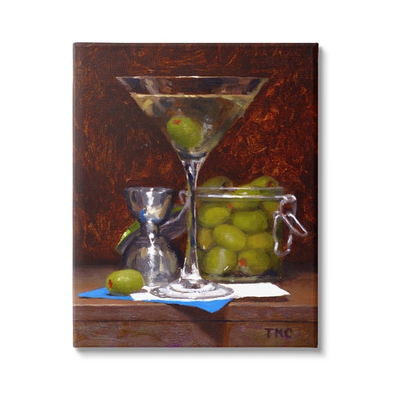 Stupell Industries Olive Martini Cocktail Bar Dark Still Life , 36 x 48, Design by Todd M. Casey