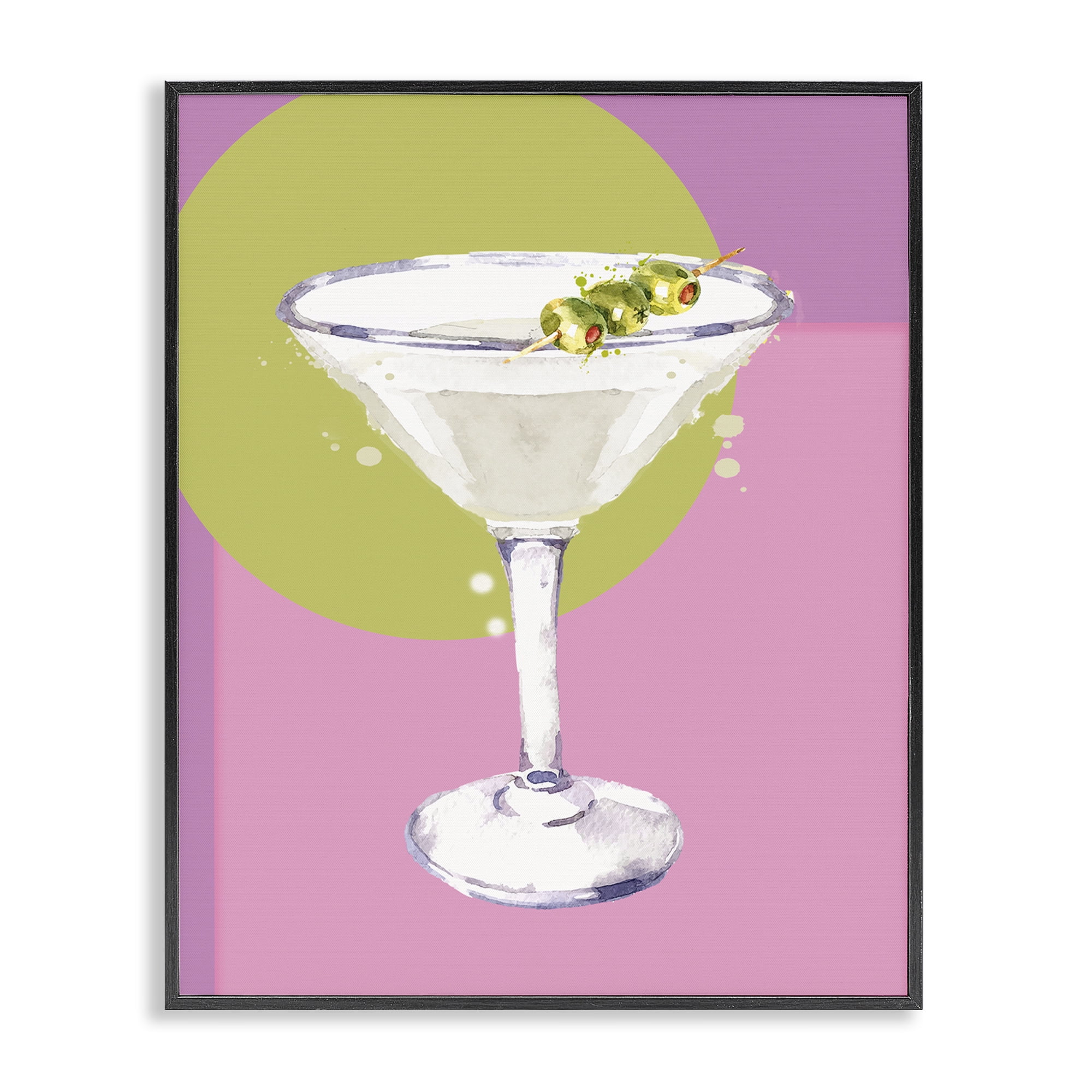Stupell Industries Olive Martini Cocktail Food & Beverage Painting Black Framed Art Print Wall Art, 24 x 30