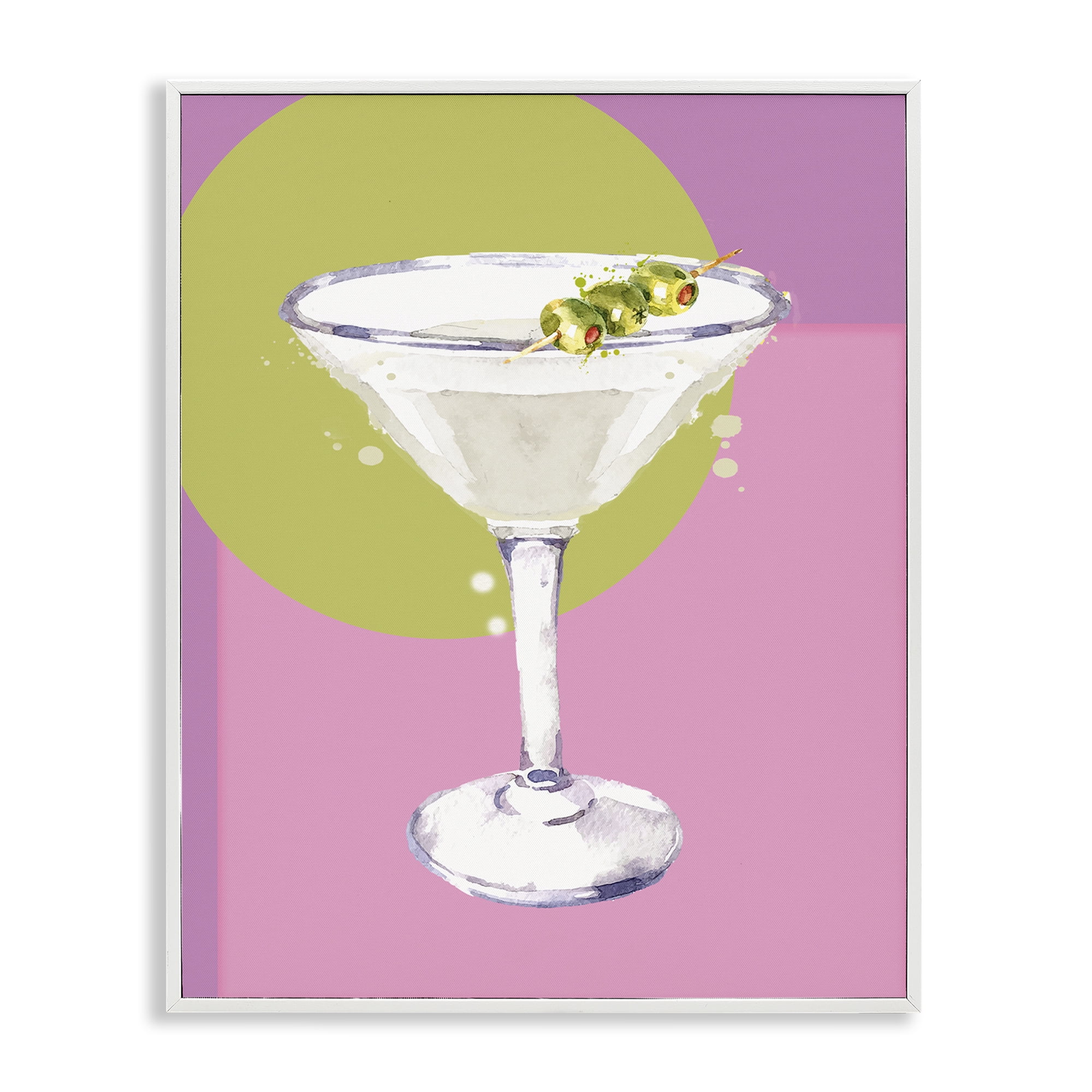 Stupell Industries Olive Martini Cocktail Food & Beverage Painting White Framed Art Print Wall Art, 16 x 20