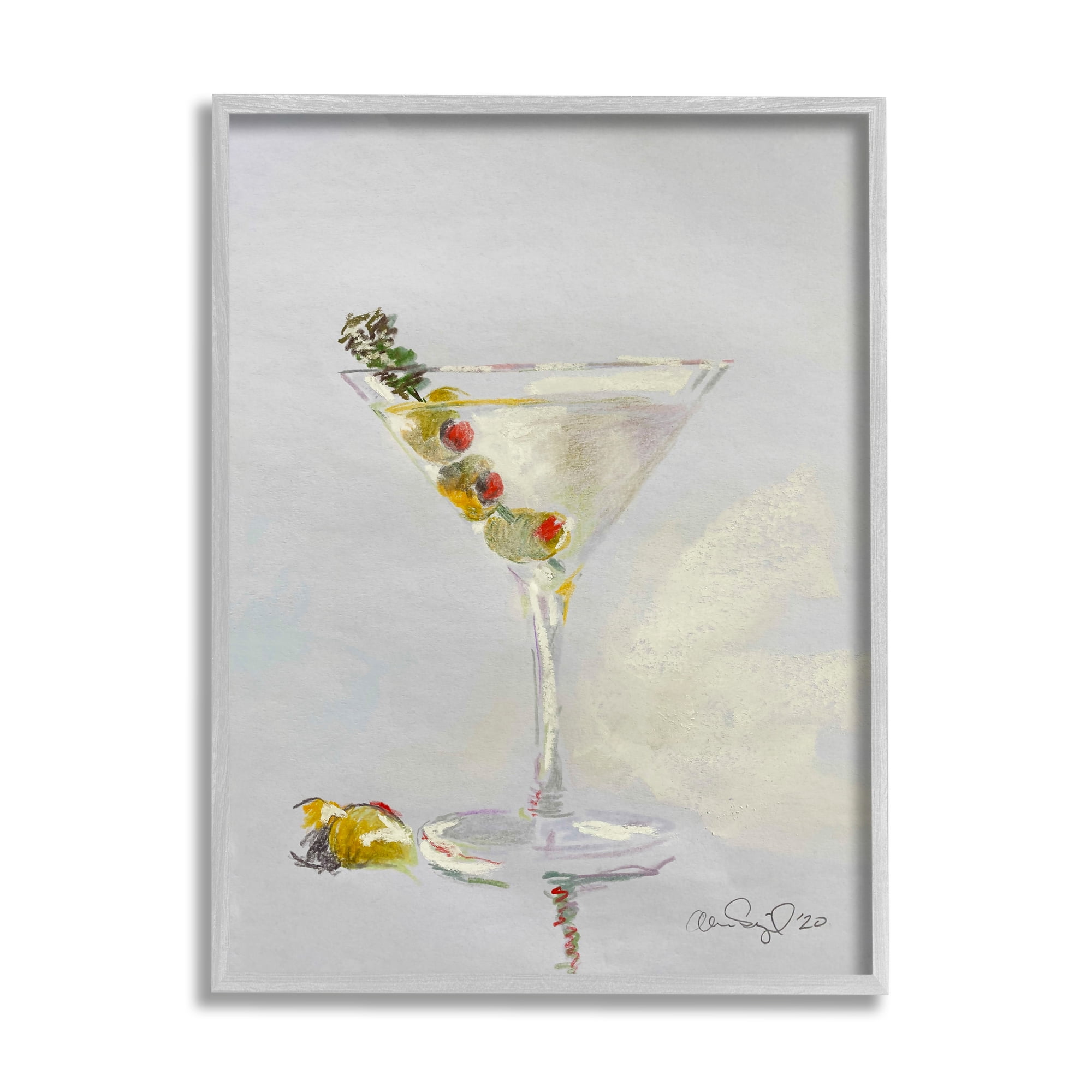 Stupell Industries Olive Martini Glass Cocktail Bar Classic Style , 11 x 14, Design by Alan Segal