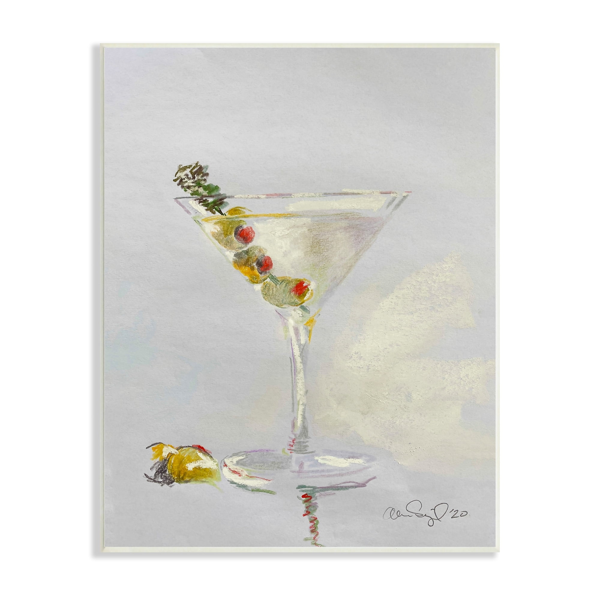 Stupell Industries Olive Martini Glass Cocktail Bar Classic Style , 13 x 19, Design by Alan Segal