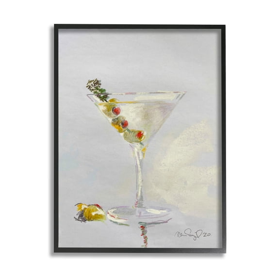 Stupell Industries Olive Martini Glass Cocktail Bar Classic Style , 24 x 30, Design by Alan Segal