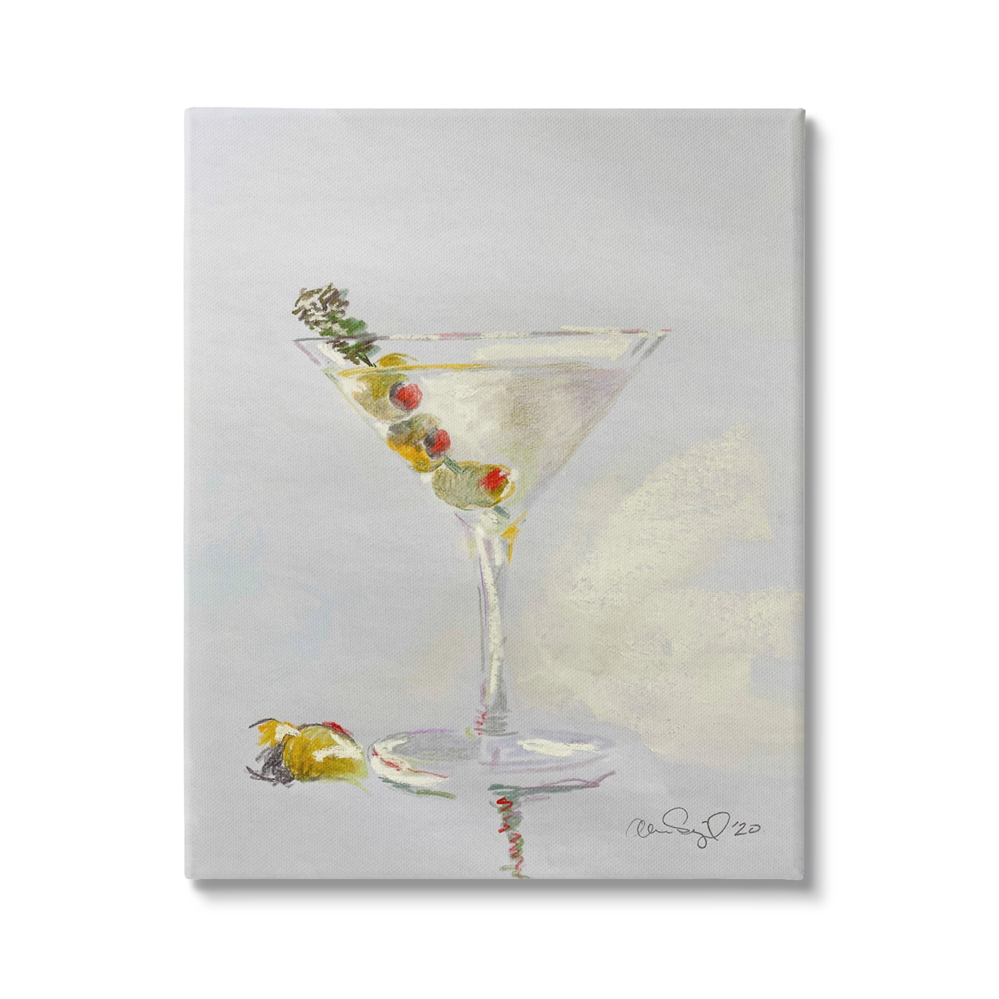 Stupell Industries Olive Martini Glass Cocktail Bar Classic Style , 36 x 48, Design by Alan Segal