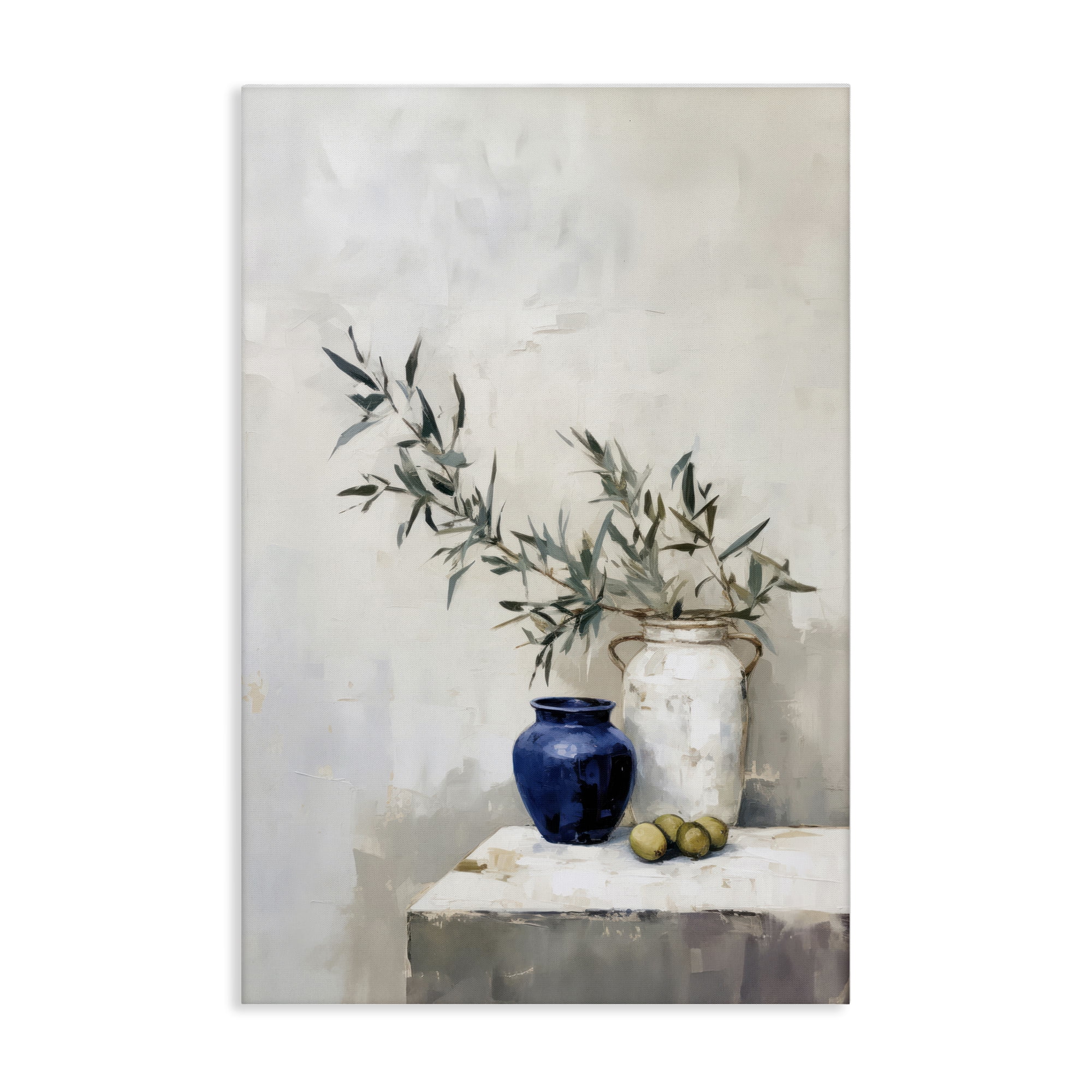 Stupell Industries Olives & Pottery Still Life Plants & Flowers Painting Wrapped Canvas Art Print Wall Art, 24 x 36