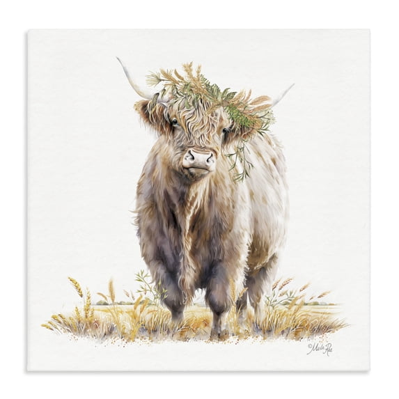Stupell Industries Rustic Lodge Ollie the Highland Cattle Canvas Art, 17 x 17, by Marla Rae