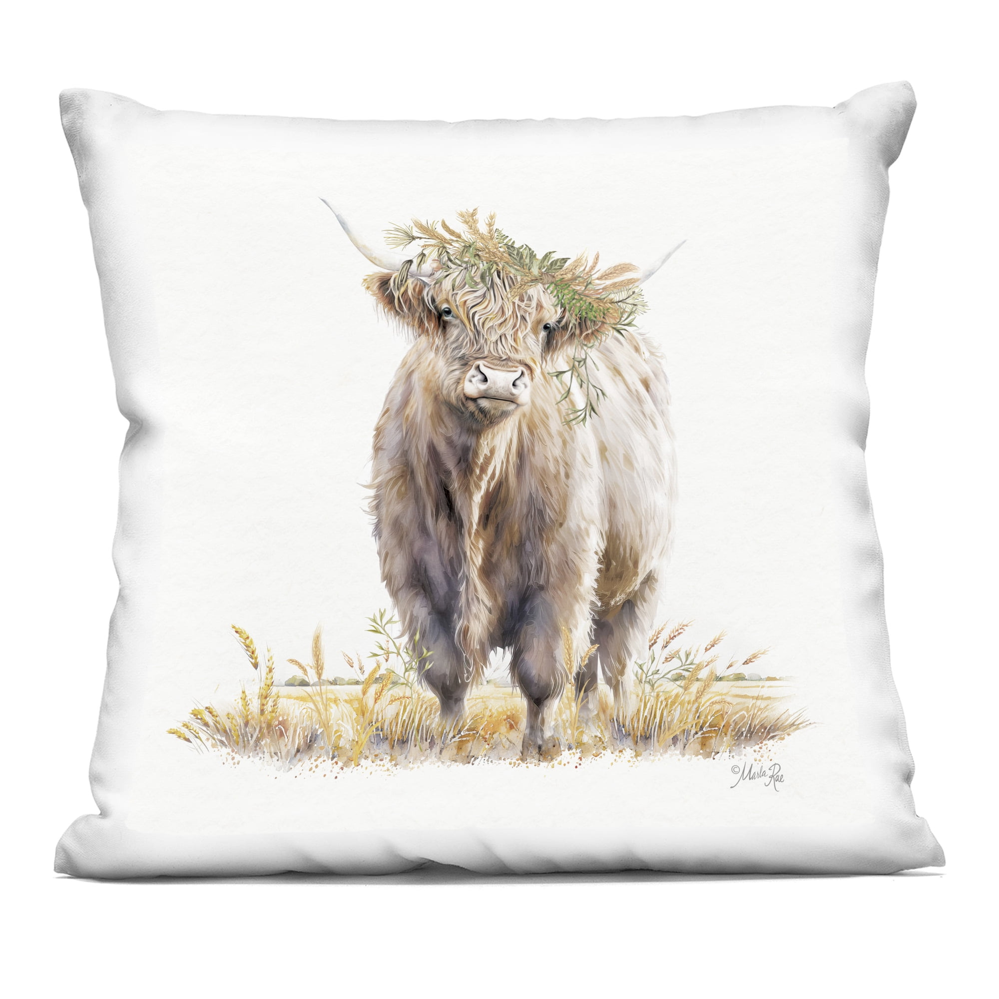 Stupell Industries Ollie the Highland Cattle Decorative Printed Throw Pillow, design by Marla Rae