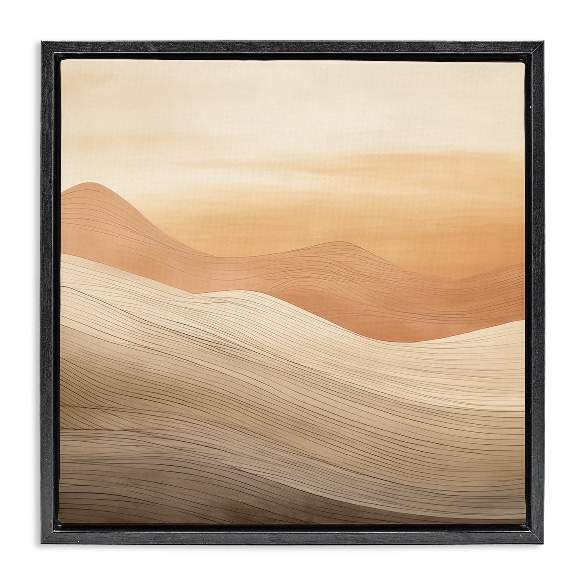 Stupell Industries Ombre Desert Dunes Landscape & Nature Painting Black Floater Framed Canvas Art Print Wall Art, 18 x 18