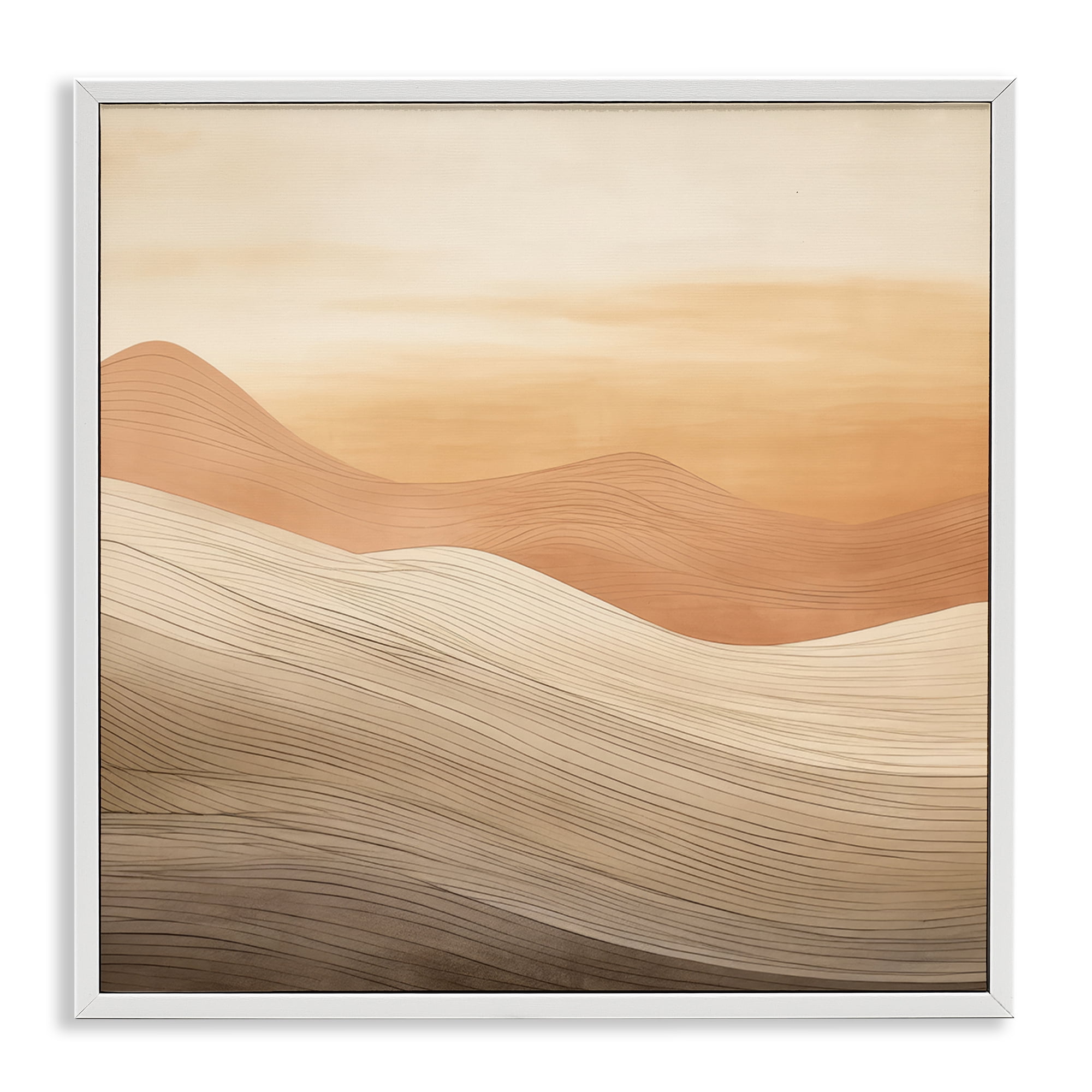 Stupell Industries Ombre Desert Dunes Landscape & Nature Painting White Framed Art Print Wall Art, 12 x 12