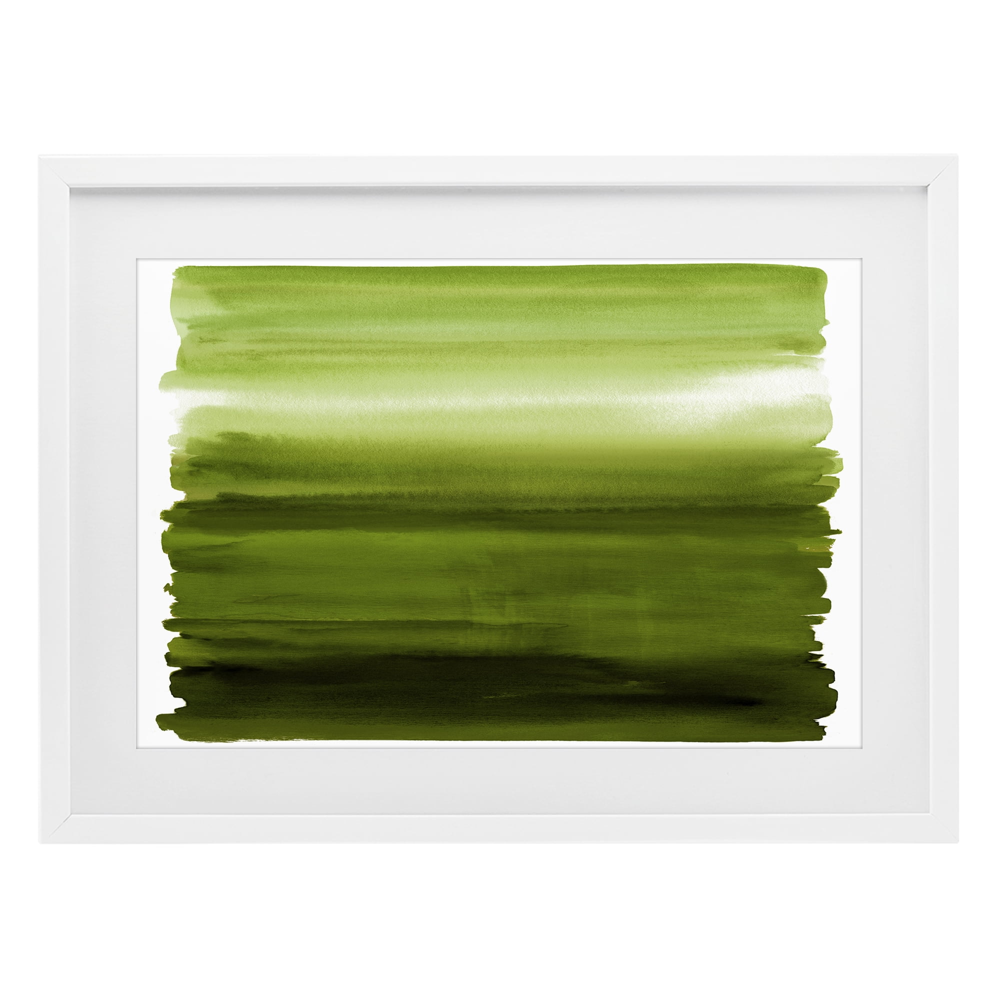 Stupell Industries Ombre Green Gradient White Framed Print Under Glass, design by Allie Corbin