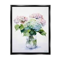 Stupell Industries Ombre Hydrangea Bouquet Botanical & Floral Painting Black Floater Framed Canvas Art Print Wall Art, 17 x 21