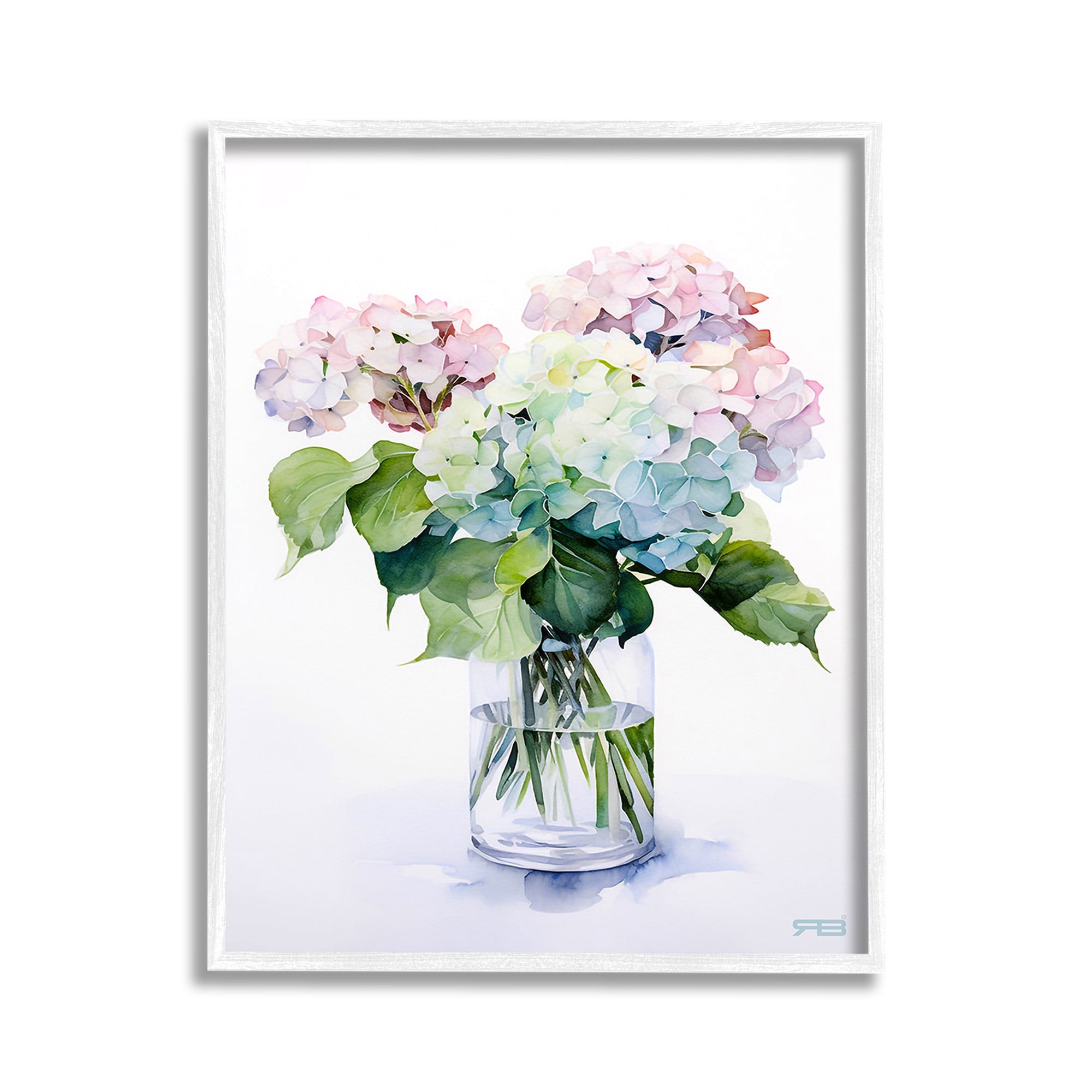 Stupell Industries Ombre Hydrangea Bouquet Botanical & Floral Painting White Framed Art Print Wall Art, 11 x 14