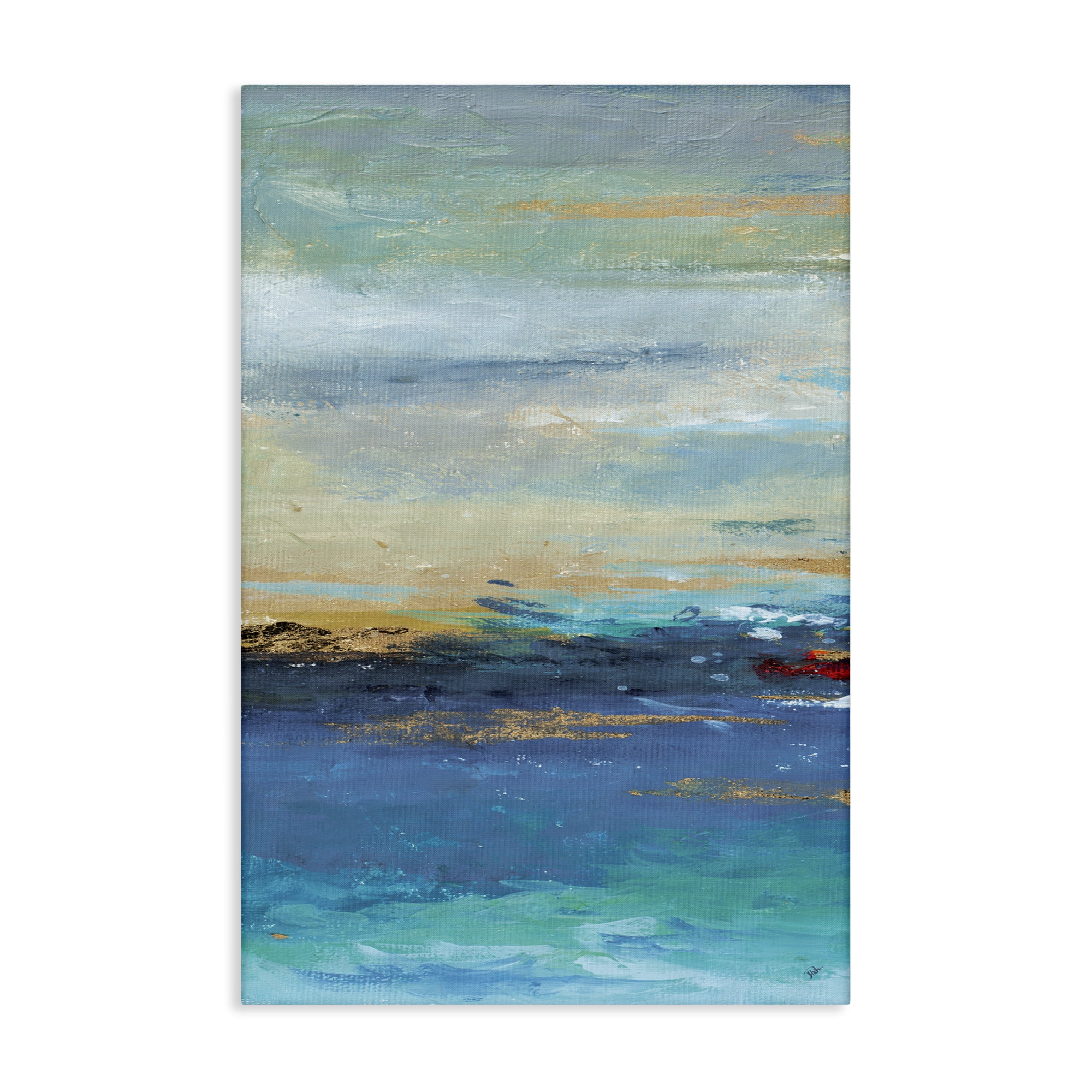 Stupell Industries Ombre Ocean View Abstract Painting Gallery Wrapped Canvas Art Print Wall Art, 24 x 36