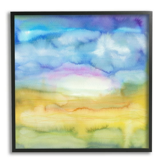 Stupell Industries Ombre Rainbow Abstract Landscape Watercolor Details Painting Black Framed Art Print Wall Art, Design by Elvira Errico