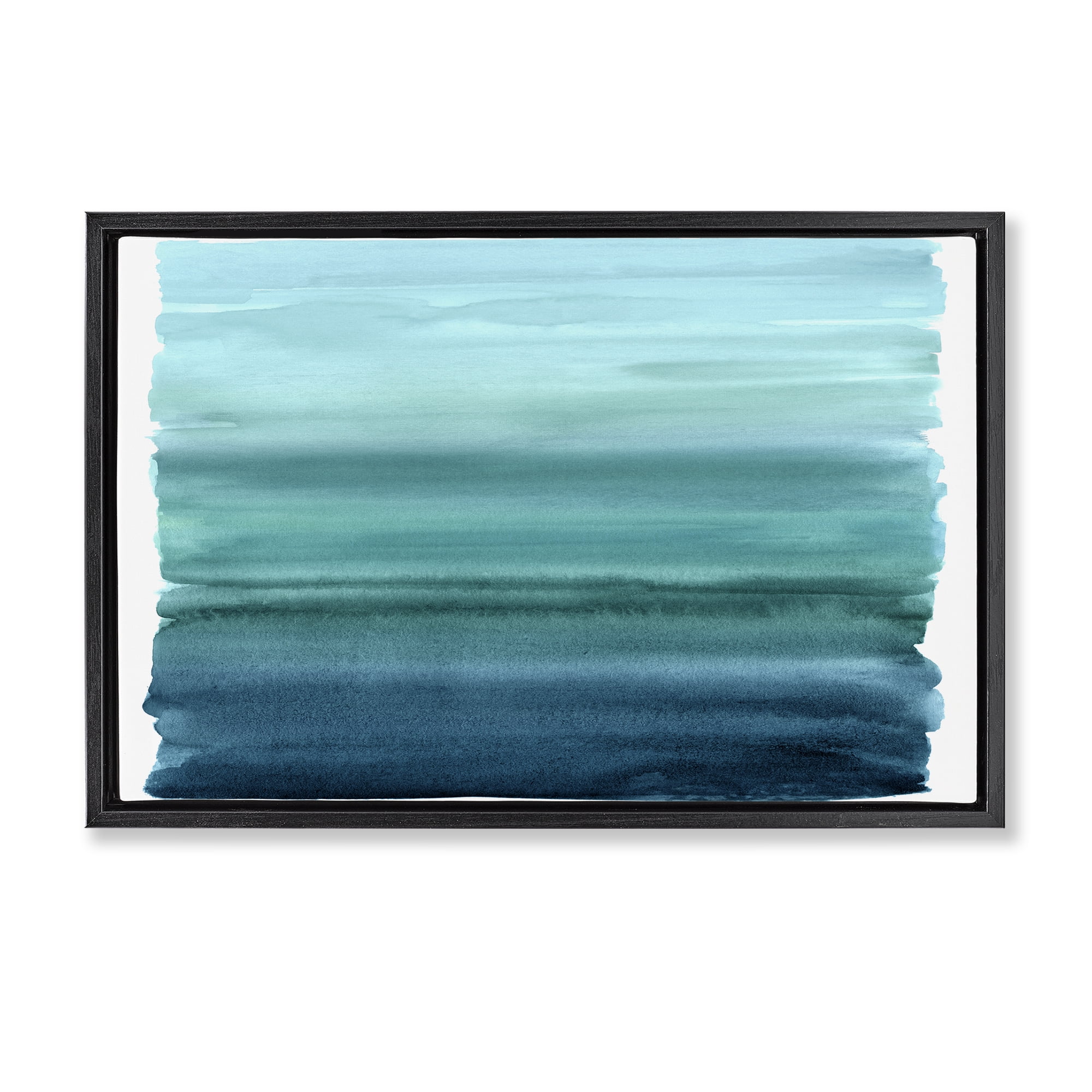 Stupell Industries Ombre Teal Gradient Black Framed Floater Canvas Wall Art, design by Allie Corbin
