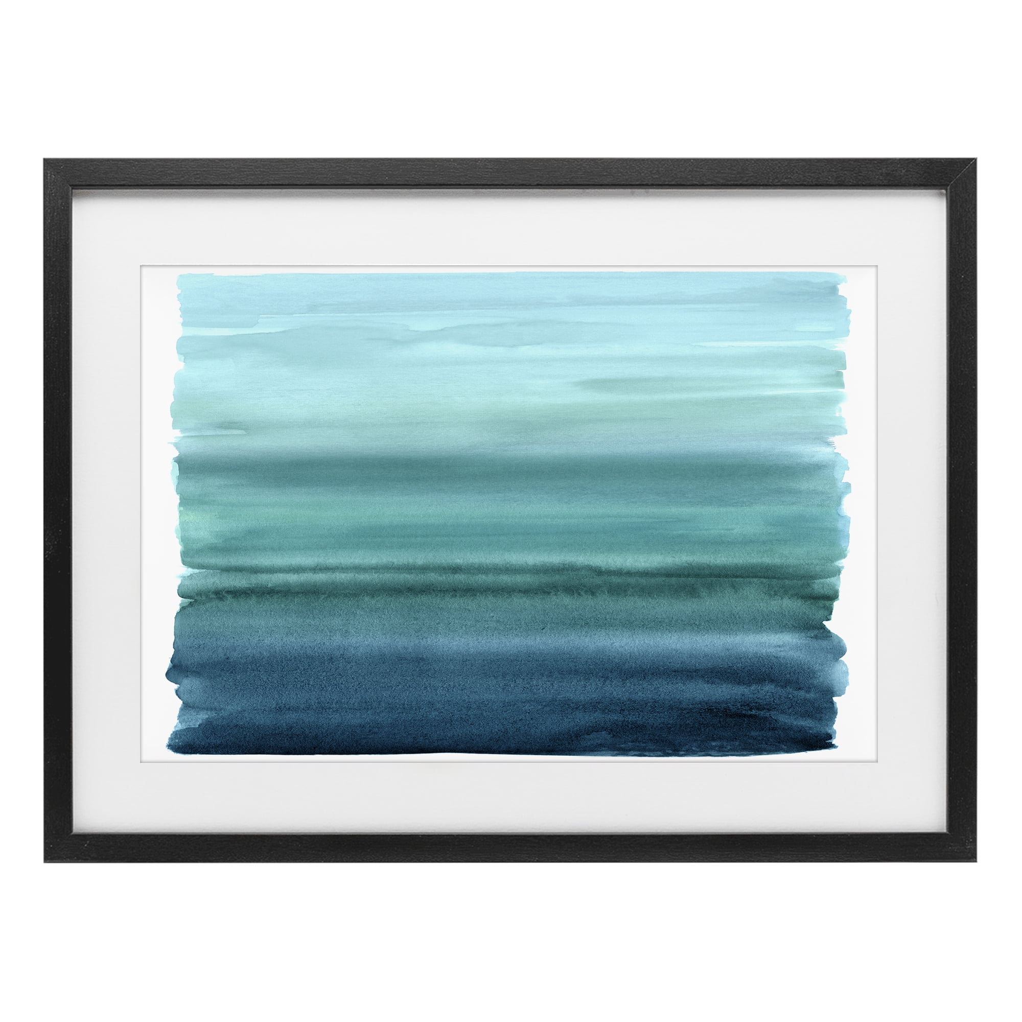 Stupell Industries Ombre Teal Gradient Black Framed Print Under Glass, design by Allie Corbin