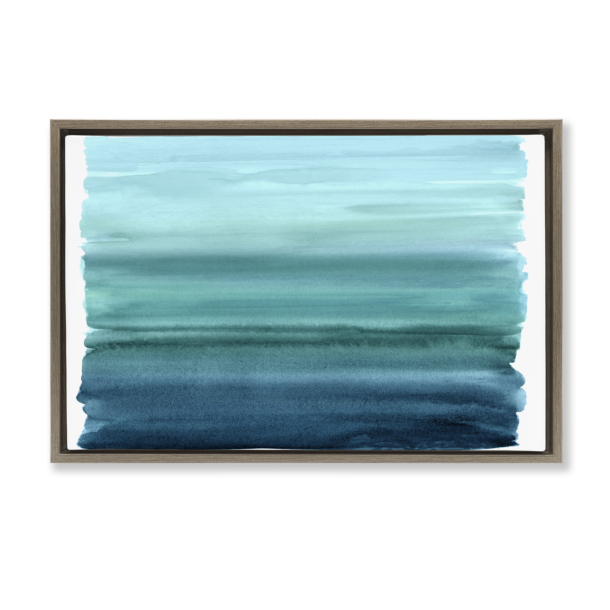 Stupell Industries Ombre Teal Gradient Brown Framed Floater Canvas Wall Art, design by Allie Corbin
