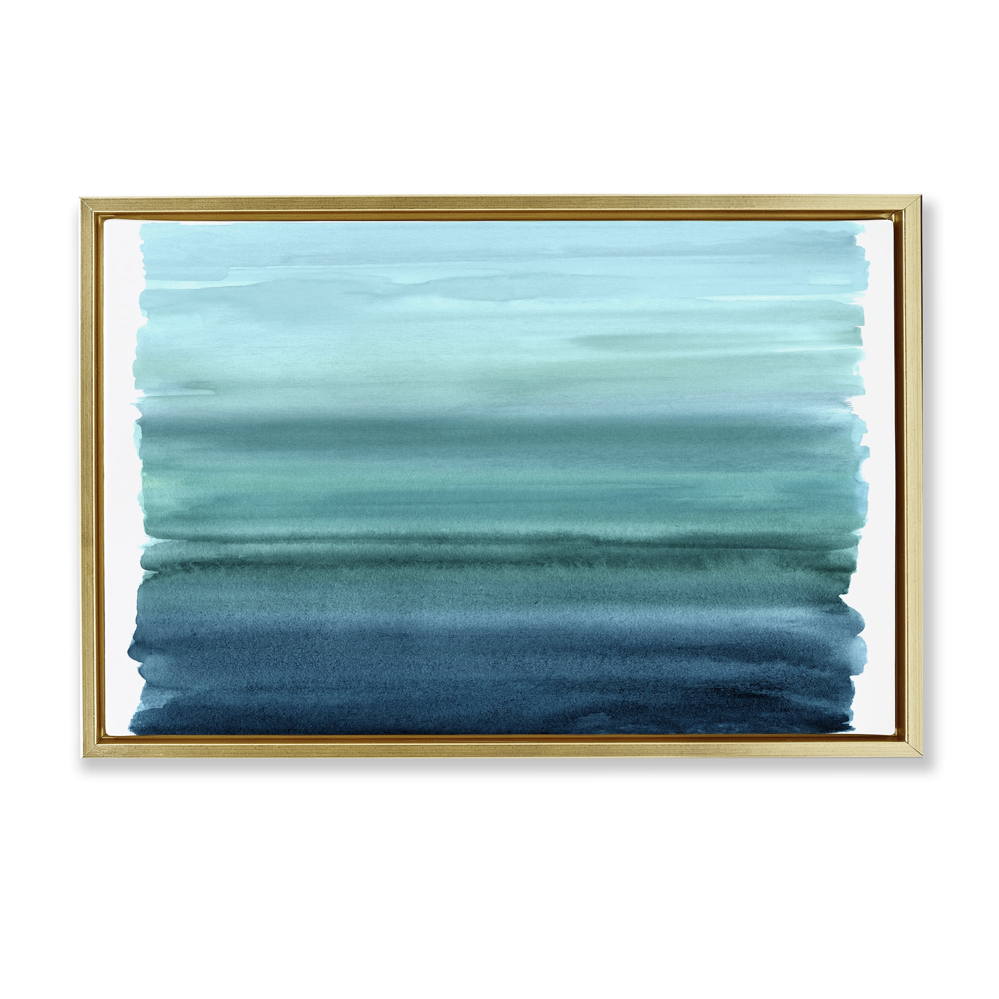 Stupell Industries Ombre Teal Gradient Gold Framed Floater Canvas Wall Art, design by Allie Corbin