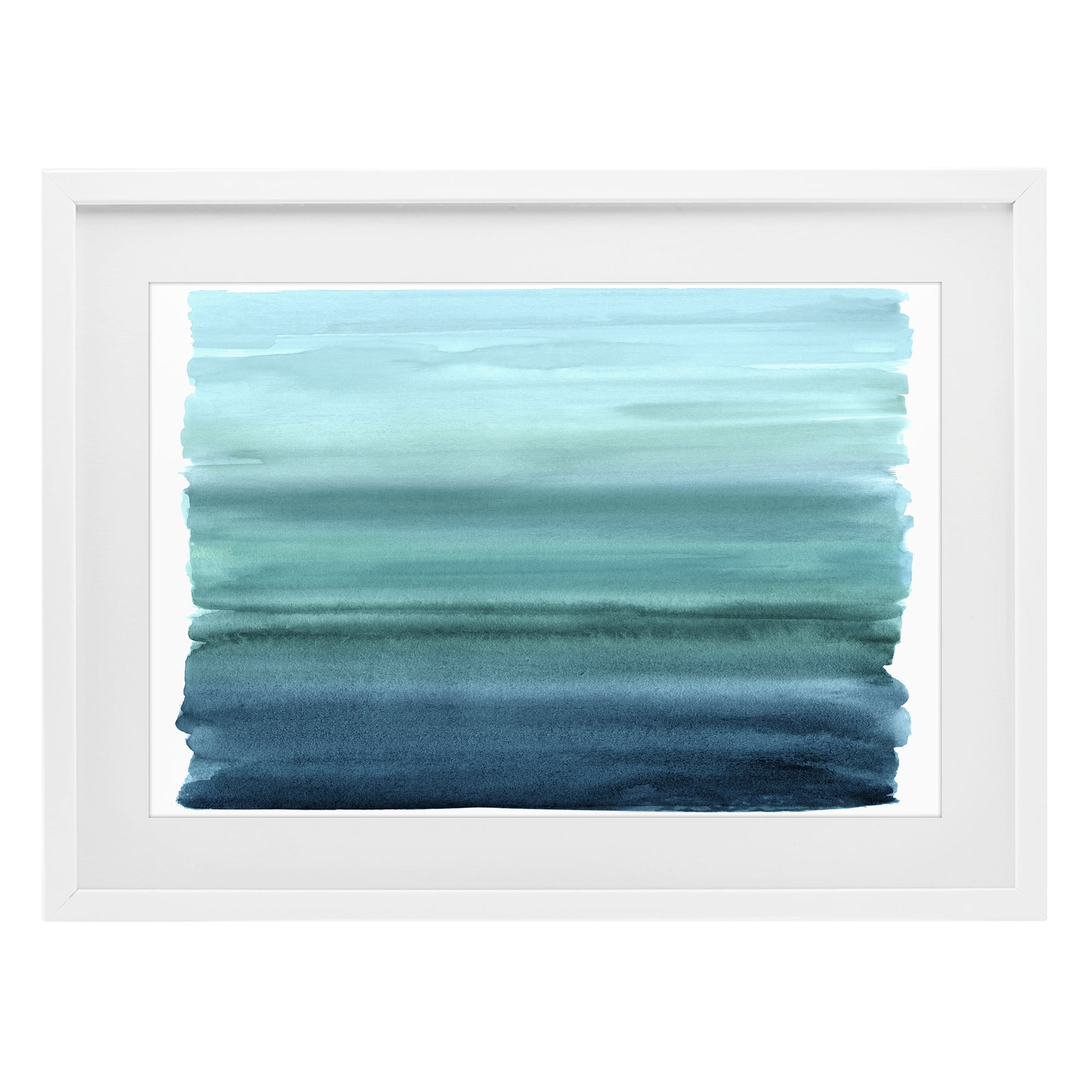 Stupell Industries Ombre Teal Gradient White Framed Print Under Glass, design by Allie Corbin