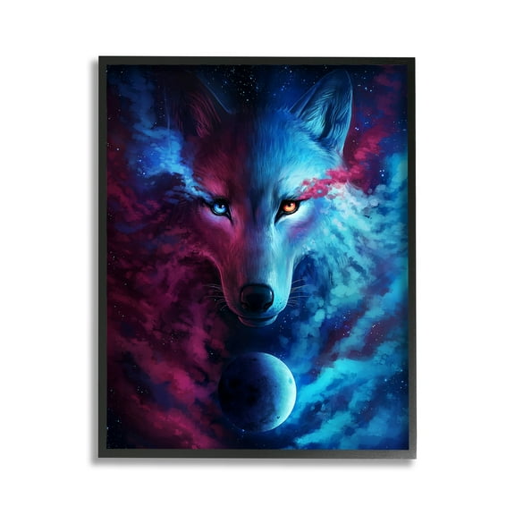 Stupell Industries Ombre Wolf & Clouds Animals & Insects Painting Black Framed Art Print Wall Art, 11 x 14
