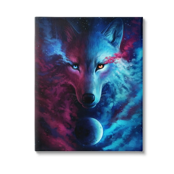 Stupell Industries Ombre Wolf & Clouds Animals & Insects Painting Gallery Wrapped Canvas Art Print Wall Art, 36 x 48