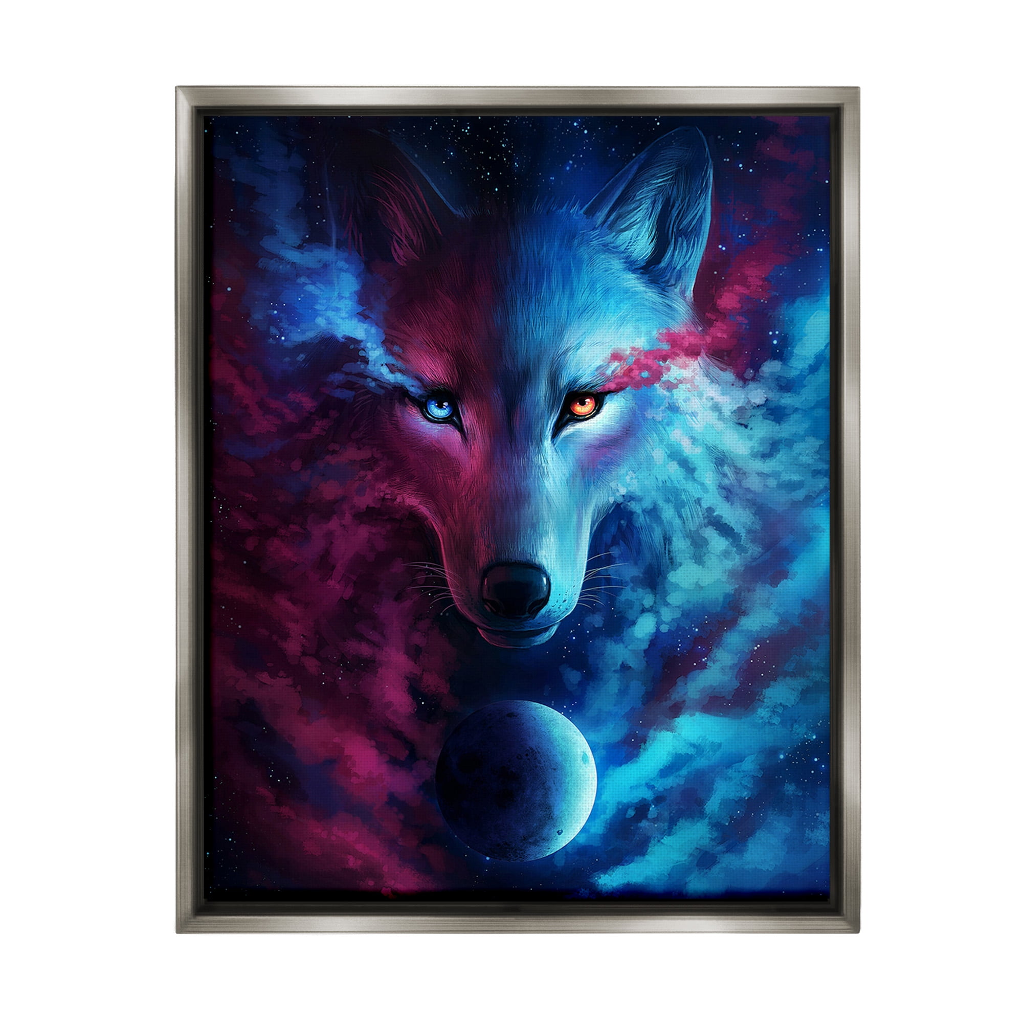 Stupell Industries Ombre Wolf & Clouds Animals & Insects Painting Gray Floater Framed Canvas Art Print Wall Art, 17 x 21